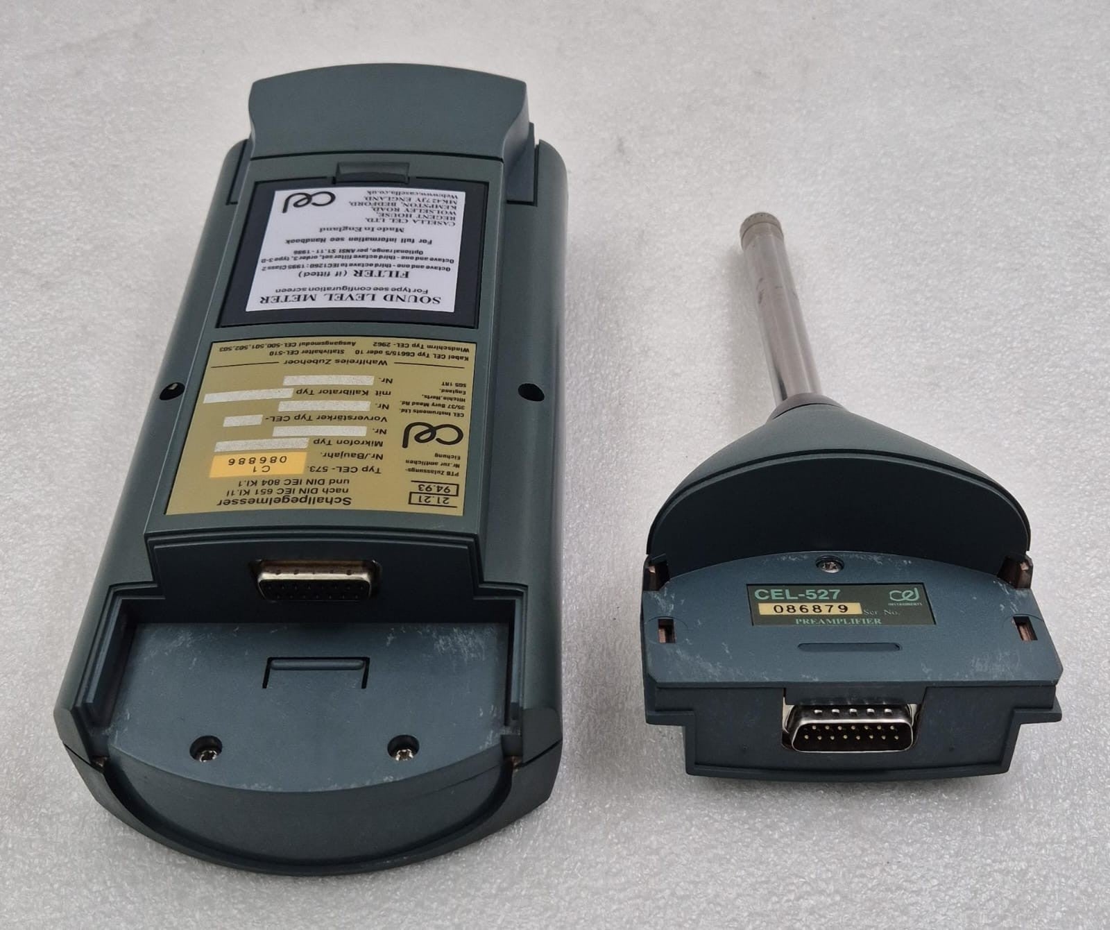 CEL Instruments CEL-593 Sound Level Analyzer W/ CEL-527 PREAMPLIFIER Microphone