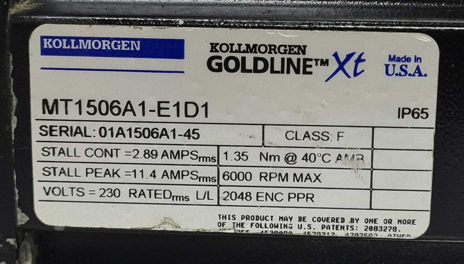 Kollmorgen GoldLine Xt MT1506A1- E1D1 Servo Motor