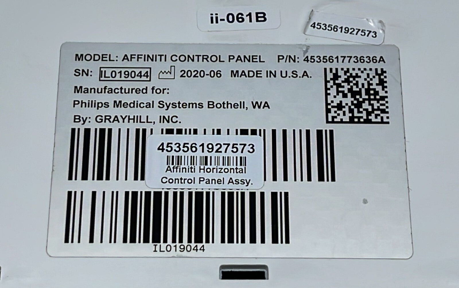 Philips Affiniti Control Panel 453561773636A For Affiniti 30/50/70 Ultrasound