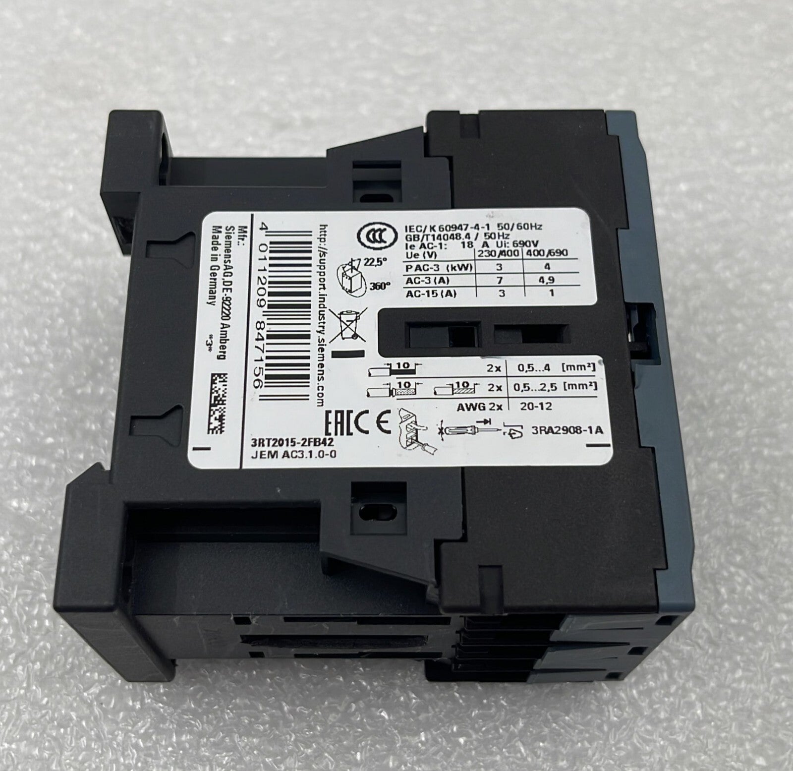 [LOT OF 5] SIEMENS 3RT2015-2FB42 contactor 3-pole 400V AC