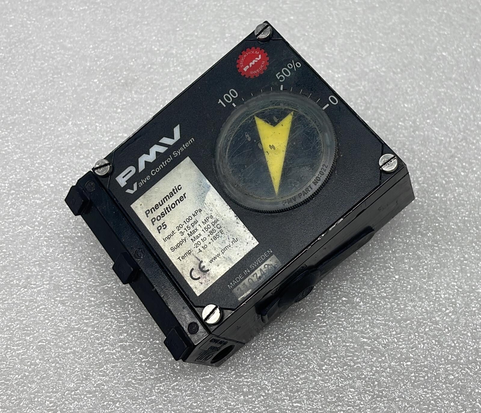 PMV PNEUMATIC POSITIONER P5 S/N 310742 20-100kPa 3-15 psi **AS IS