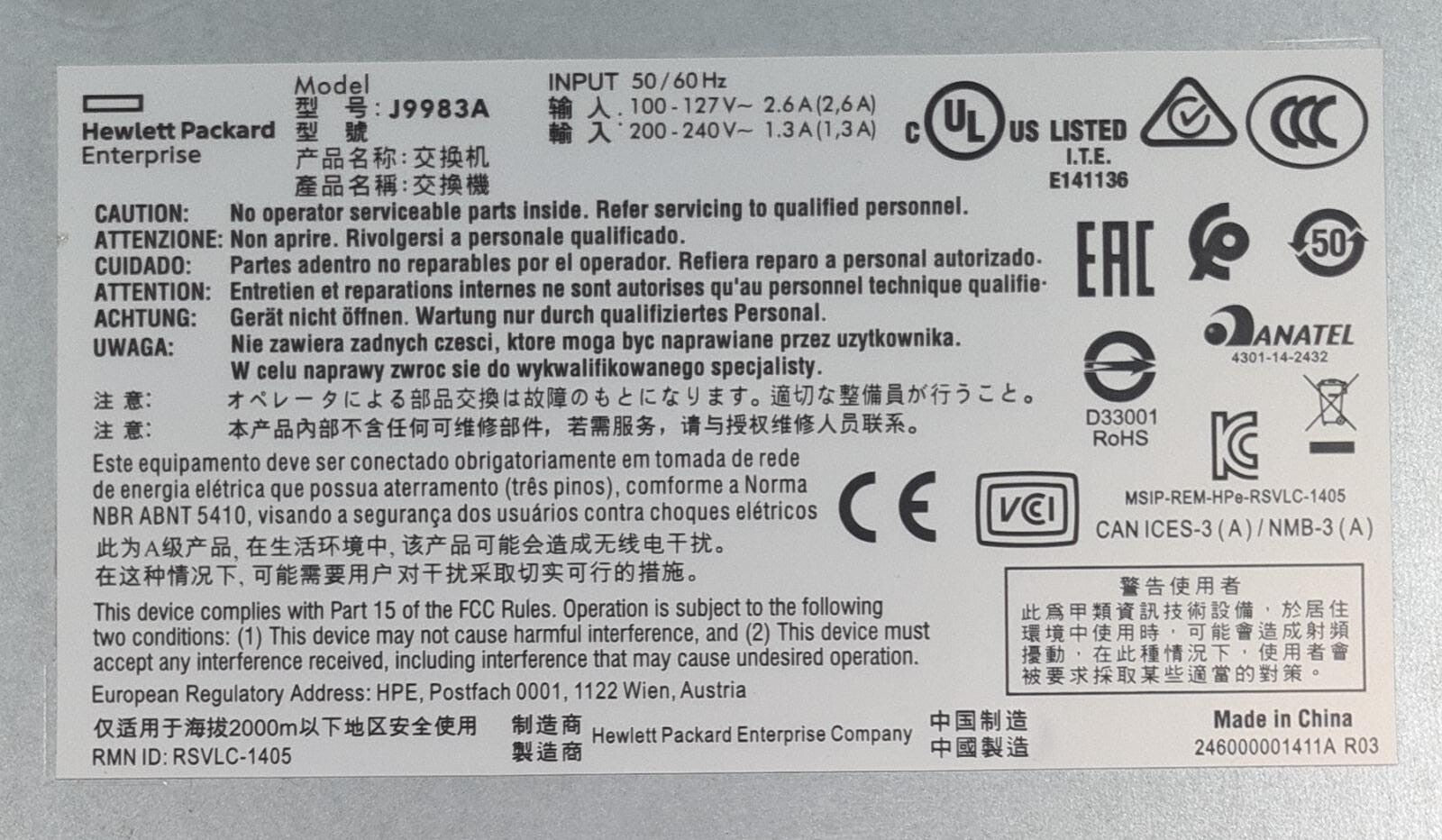 HP HPE OfficeConnect 1820 J9983A 24-Port Gigabit Ethernet Switch PoE+