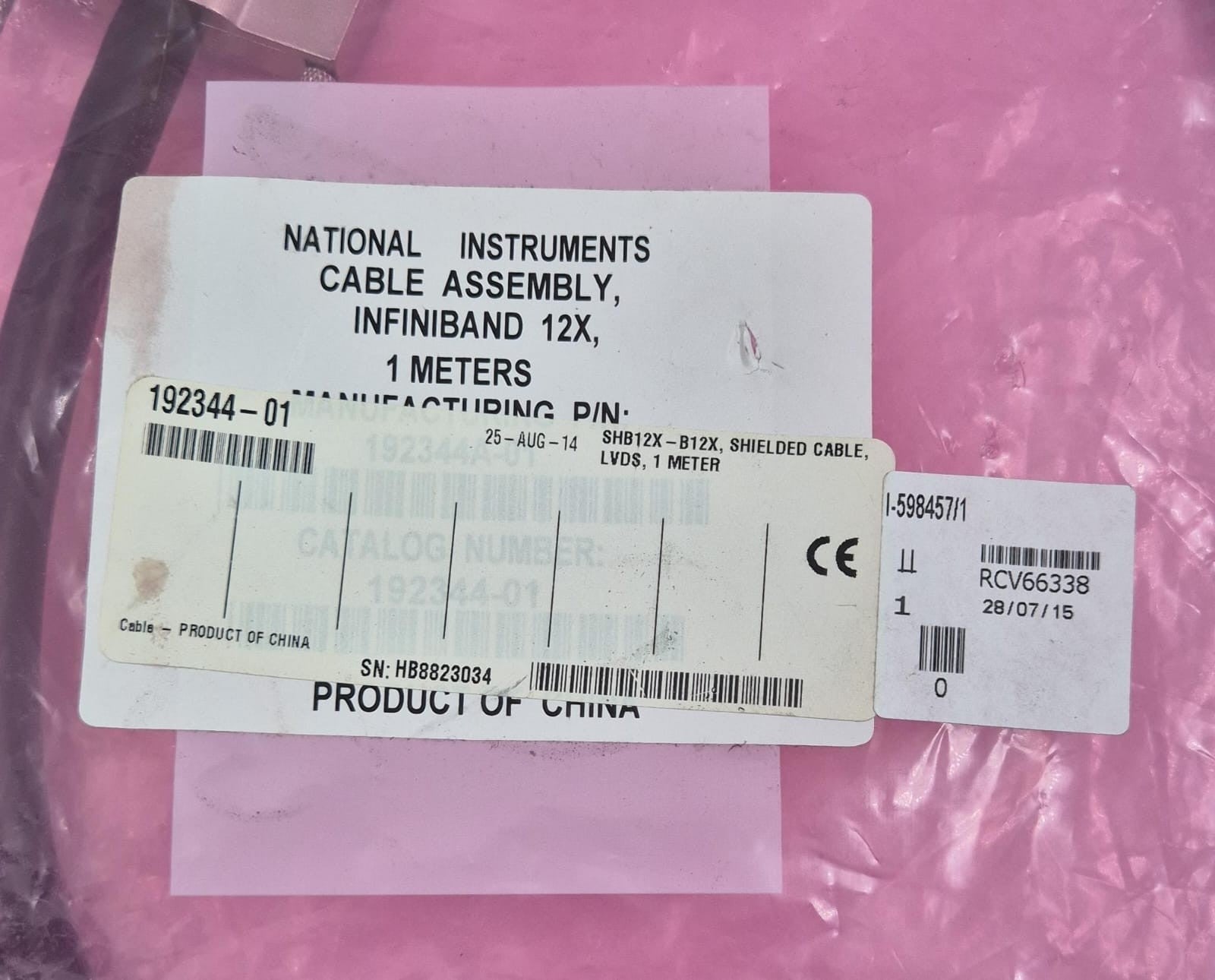 NEW - NATIONAL INSTRUMENTS 192344-01 SHB12X-B12X LVDS Shielded Cable Assembly 1m