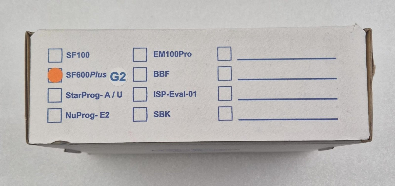 DediProg SF600Plus-G2 packaging label and product identification