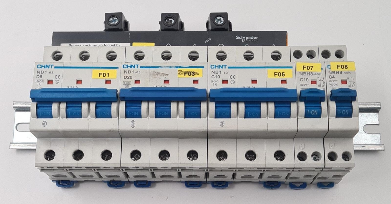 CHINT NB1-63 D6 & D20 & C10 3-pole & NBH8-40H C10 & C4 circuit breaker switch