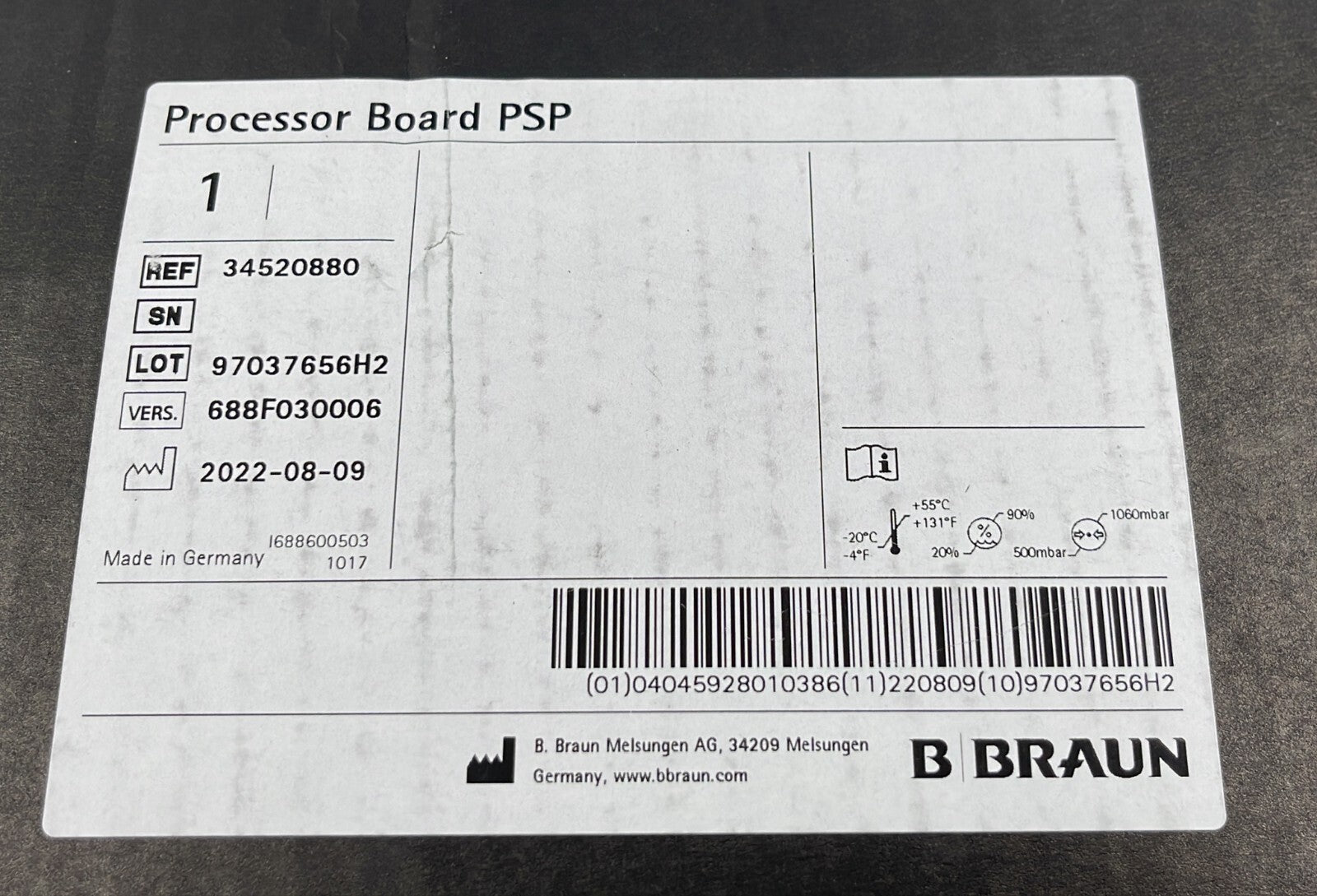 NEW - B. Braun Processor board PCB PSP 34520880