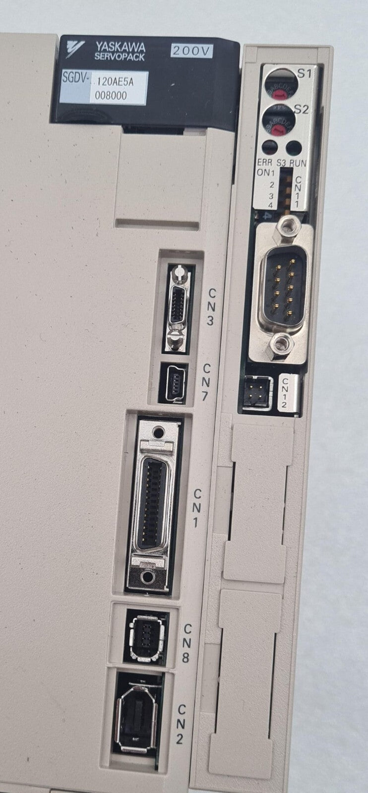 Yaskawa SERVOPACK servo drive control connectors close-up