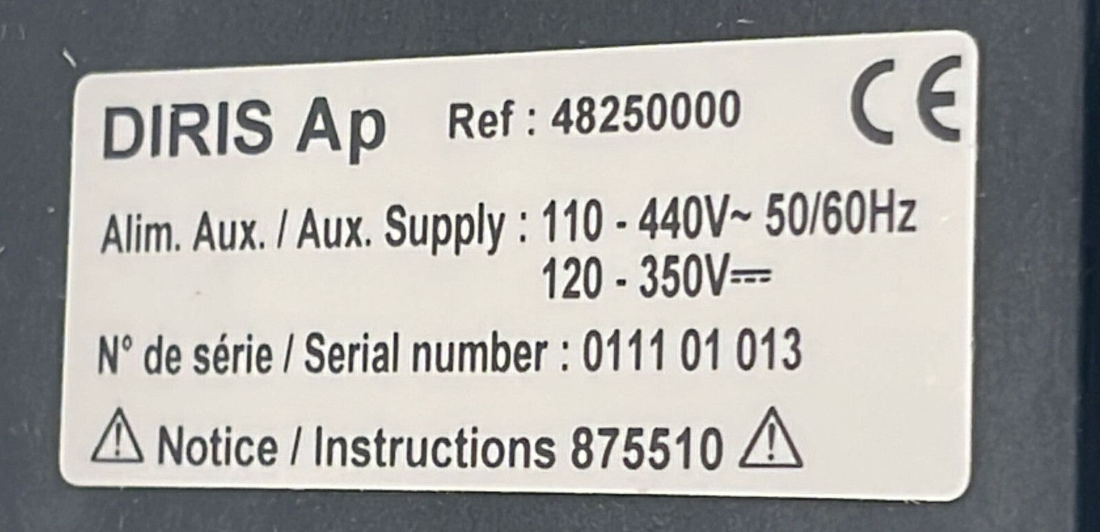 SOCOMEC DIRIS Ap 48250000 Multifunction Meter W/ ENERGIES 48250090