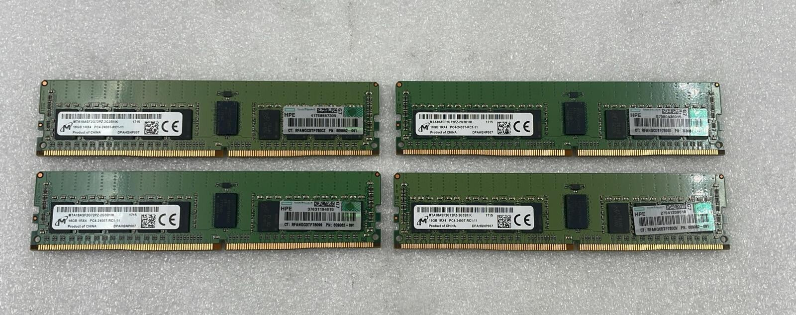 [LOT 4 PCS] MICRON 16GB MTA18ASF2G72PZ-2G3B1IK 1RX4 PC4-2400T Server Memory Ram