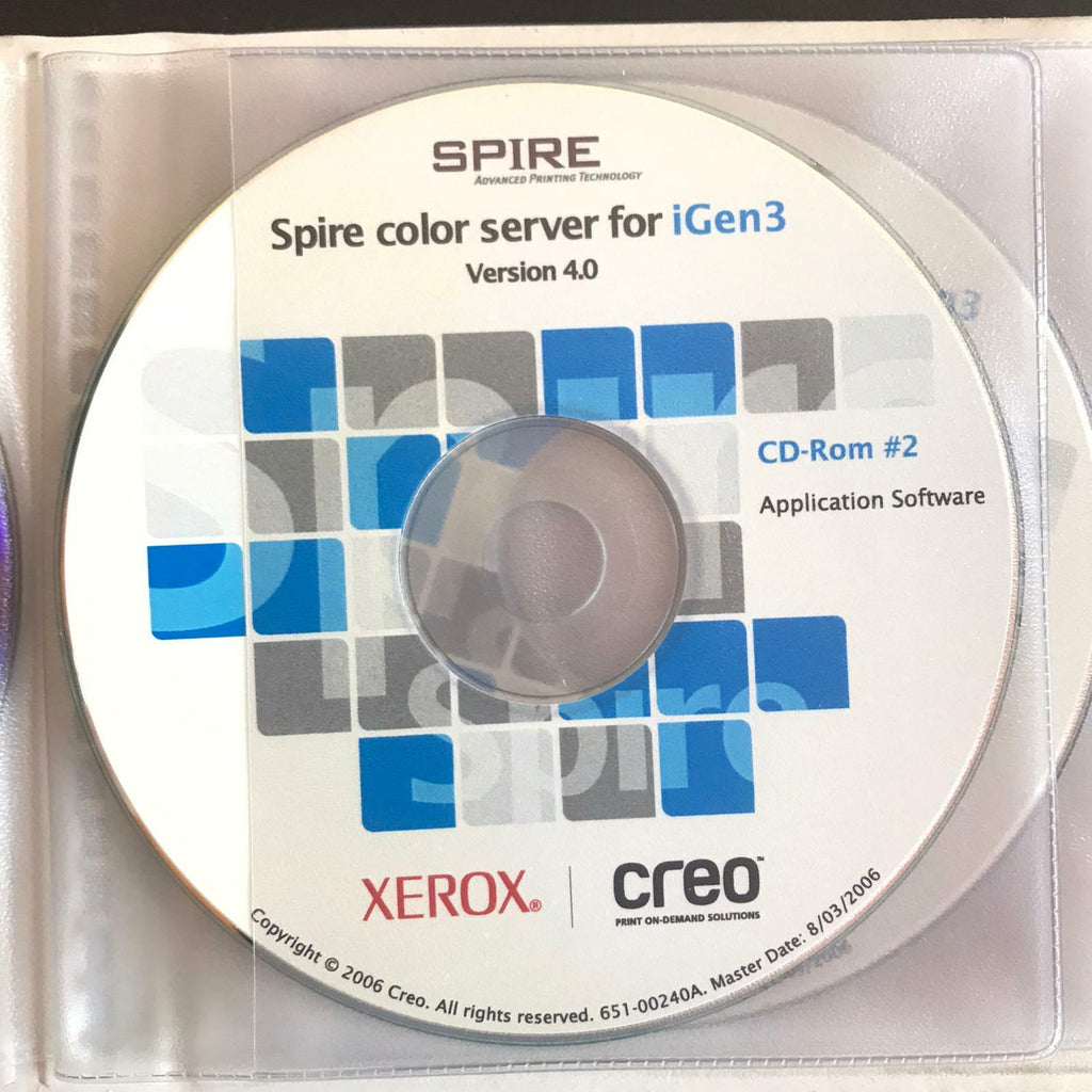 Creo Spire Color Server Xerox igen3 Ver. 4.0 Software & Documentation 634-00289A