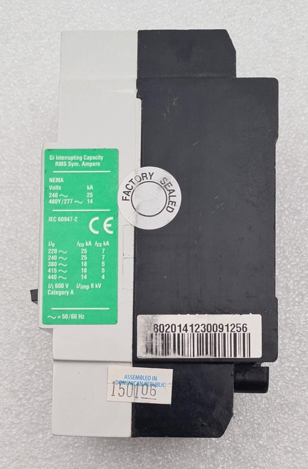 NEW- Eaton GI2040 Gi 125 Molded Case Industrial Circuit Breaker 40A 415VAC 2Pole