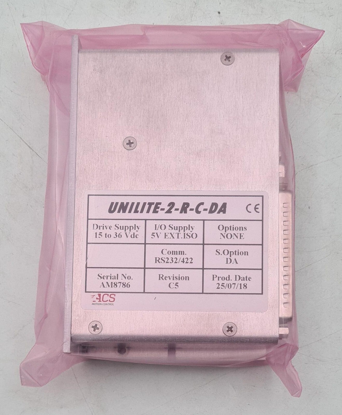 NEW - ACS MOTION CONTROL UNILITE-2-R-C-DA REV C5 SERVO DRIVE RS232/422 15-36 Vdc
