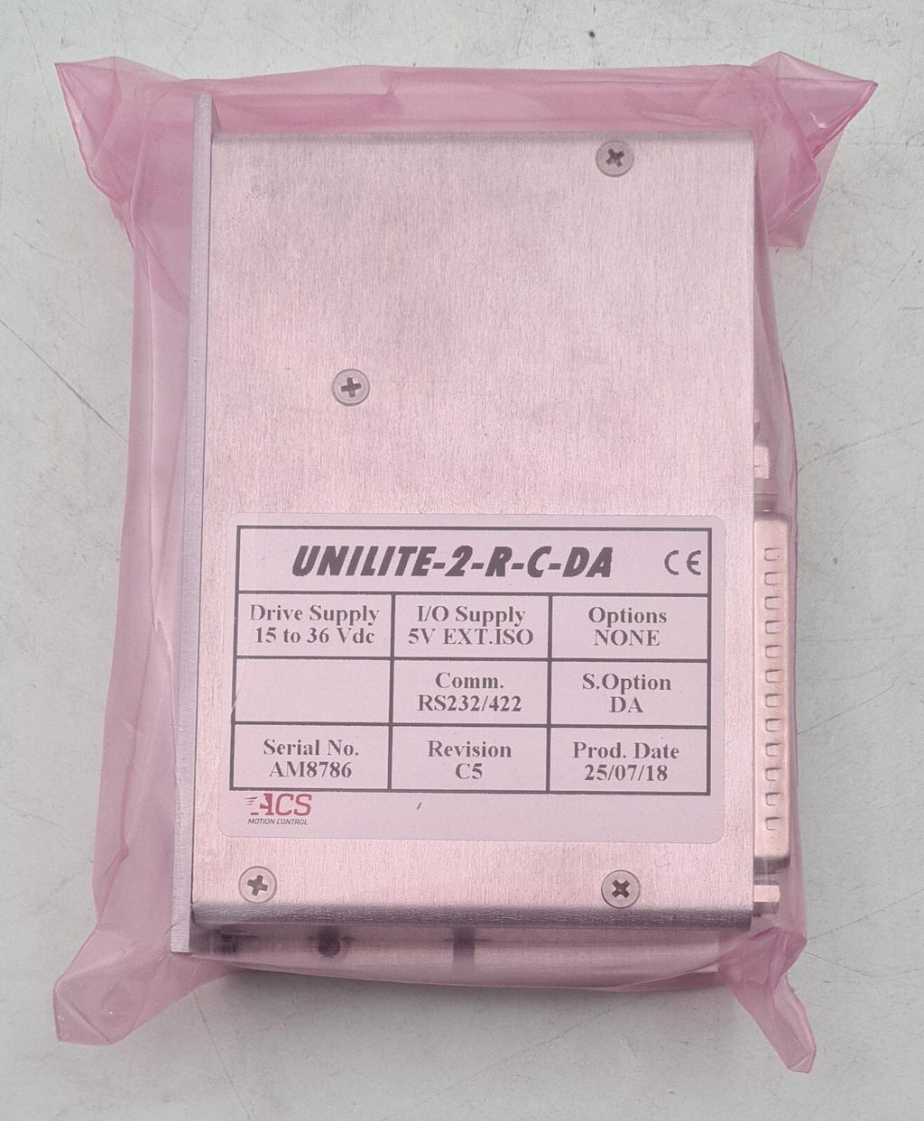 NEW - ACS MOTION CONTROL UNILITE-2-R-C-DA REV C5 SERVO DRIVE RS232/422 15-36 Vdc