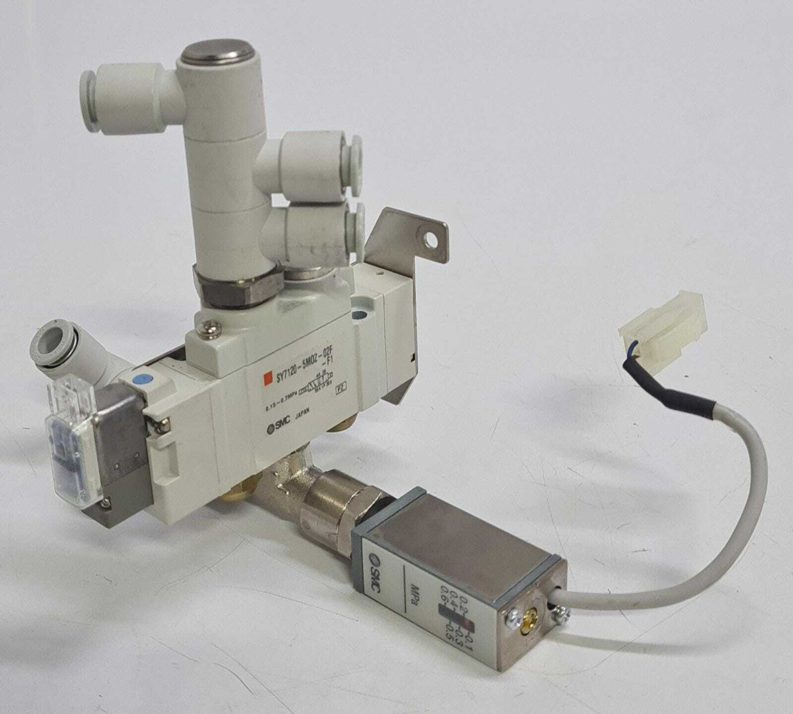 SMC IS10-01-6L PNEUMATIC PRESSURE SWITCH W/ SY7120-5MOZ-02F SOLENOID VALVE