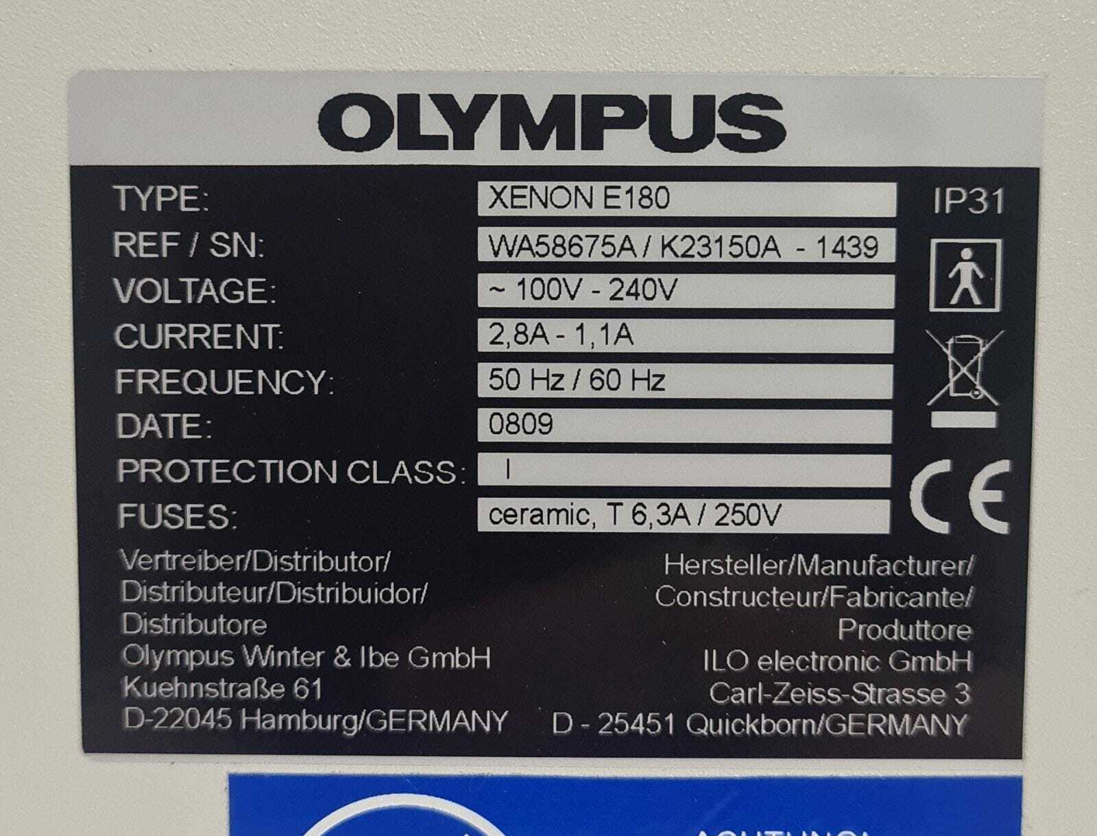 OLYMPUS XENON E180 Endoscope Light Source WA58675A +500 Hours Lamp!