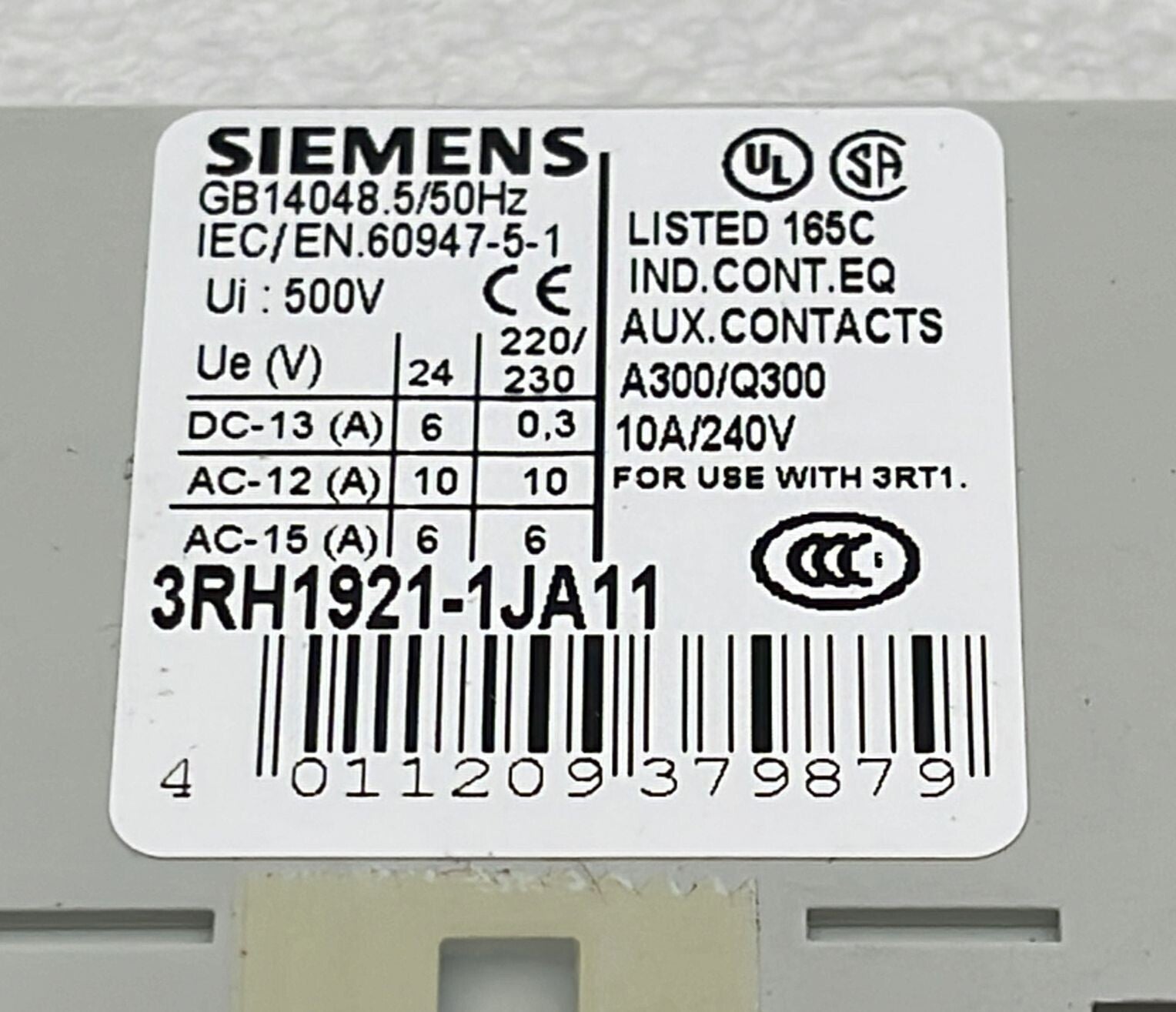 [LOT OF 5] NEW - Siemens 3RH1921-1JA11 Auxiliary switch block 1NO + 1NC