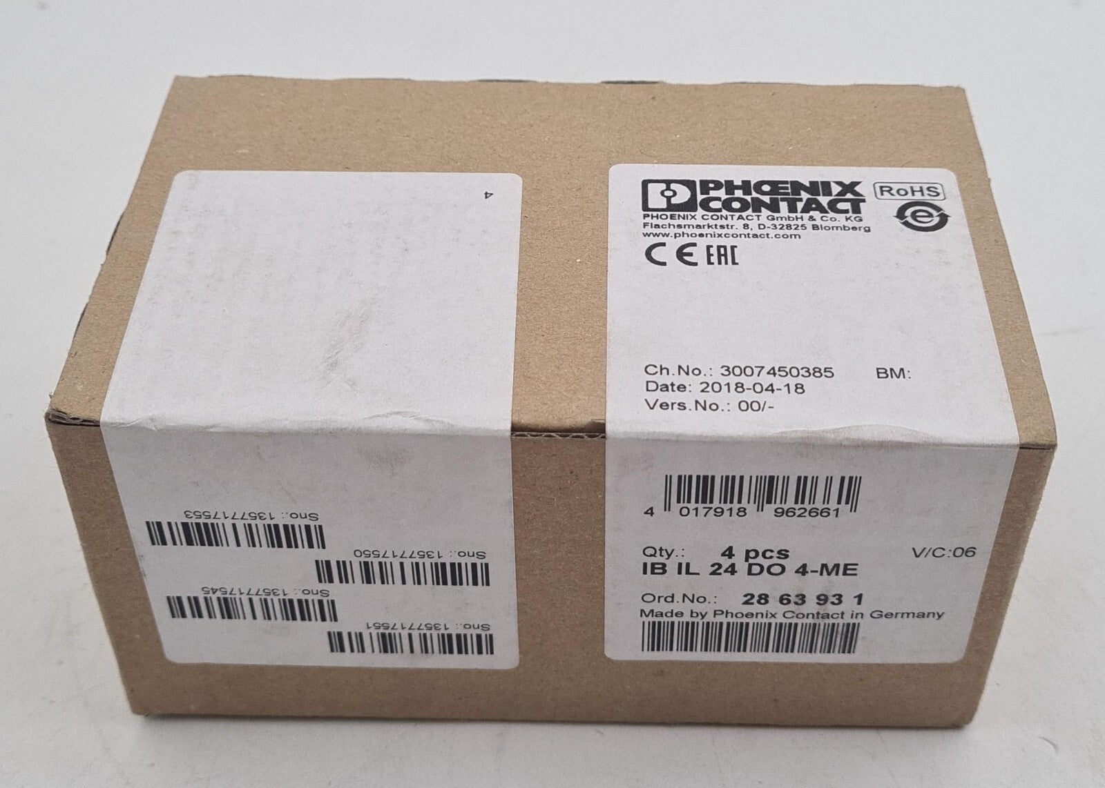[4 pcs in box] NEW - PHOENIX CONTACT IB IL 24 DO 4-ME 2863931 Digital Module