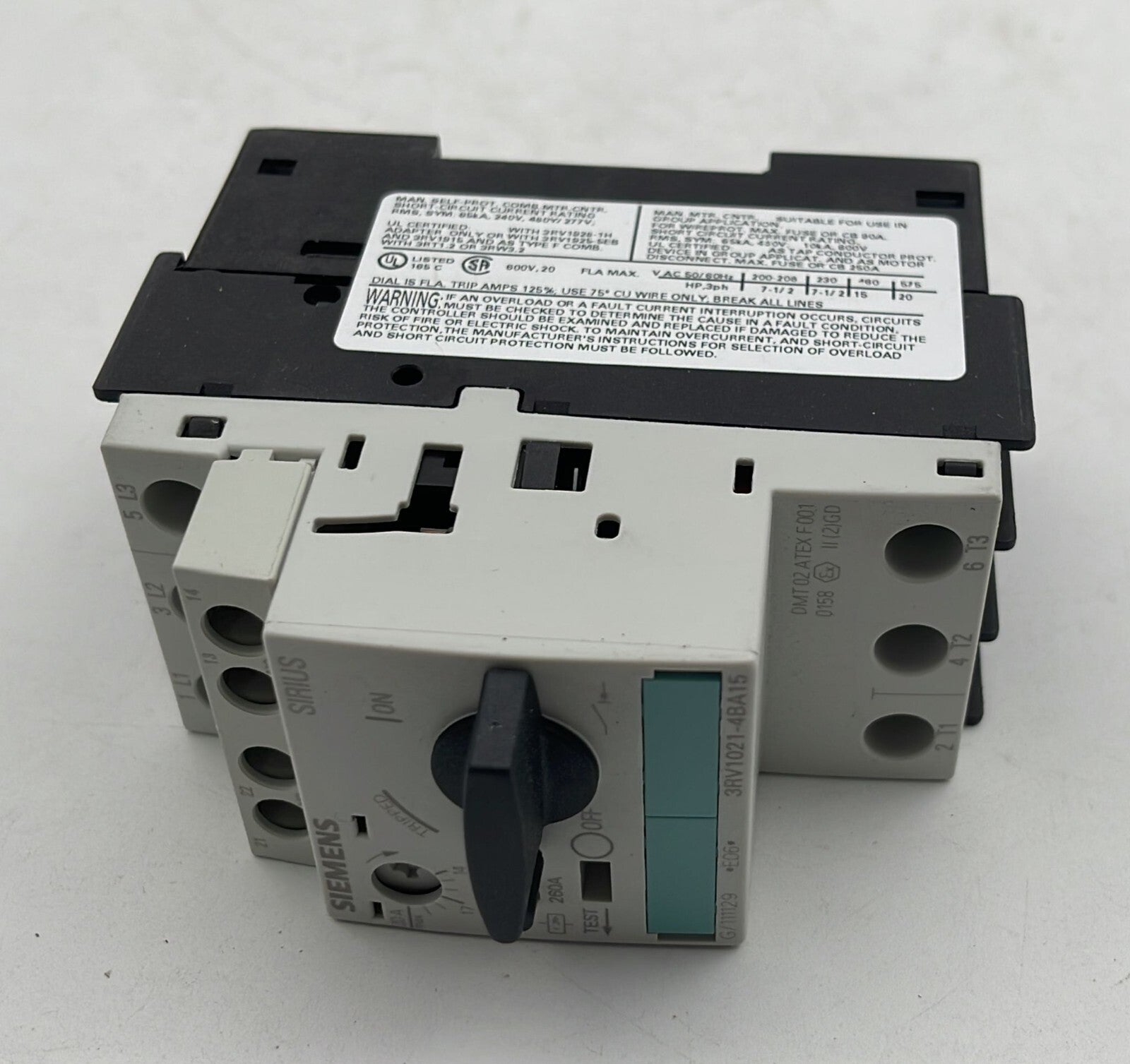 Siemens 3RV1021-4BA15 Circuit breaker 14-20A 1NO + 1NC