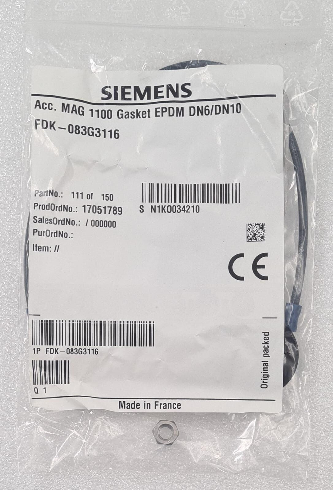 NEW KIT - SIEMENS FDK-083G3116 MAG 1100 Gasket EPDM DN6/DN10 FLOW SENSOR