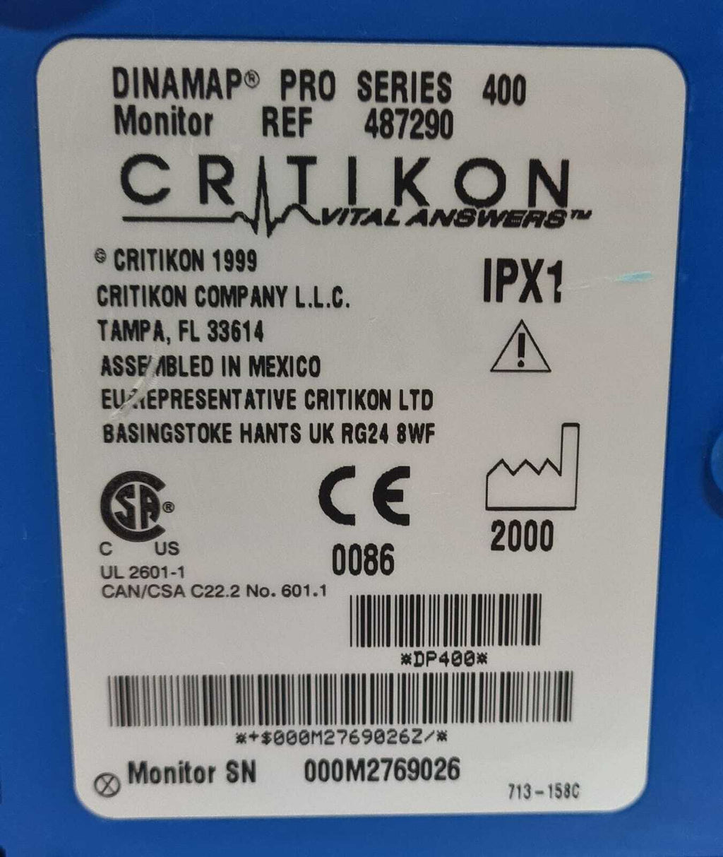 GE Dinamap PRO Series 400 Critikon Vital Signs aAnswers Patient Monitor DP400