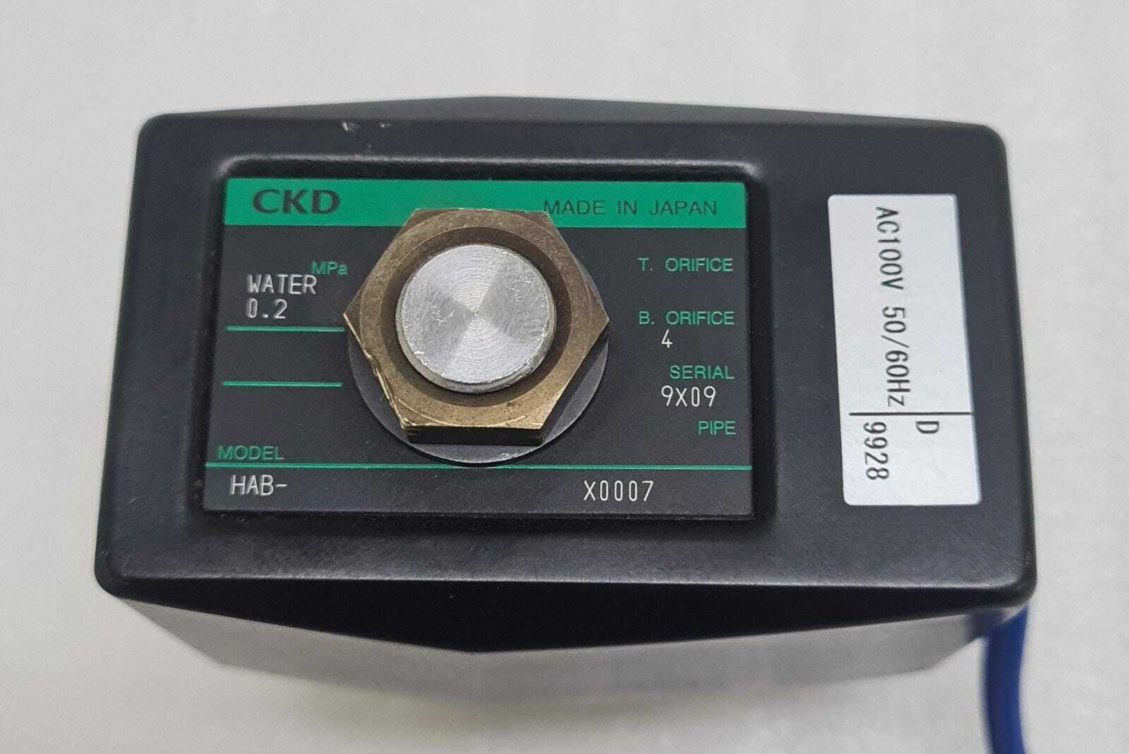 CKD HAB- X0007 VALVE AIR 0.2 MPa Water AC100V 50/60Hz