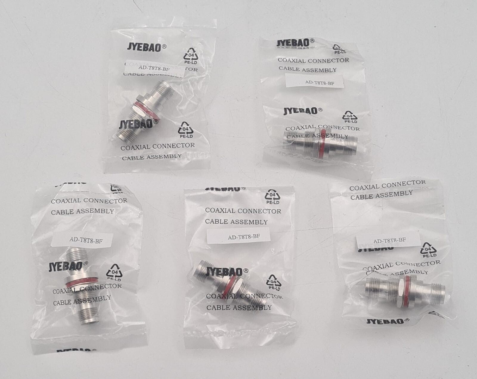 [LOT OF 5] NEW SEALED - JYEBAO AD-T8T8-BF COAXIAL CONNECTOR CABLE ASSEMBLY RF