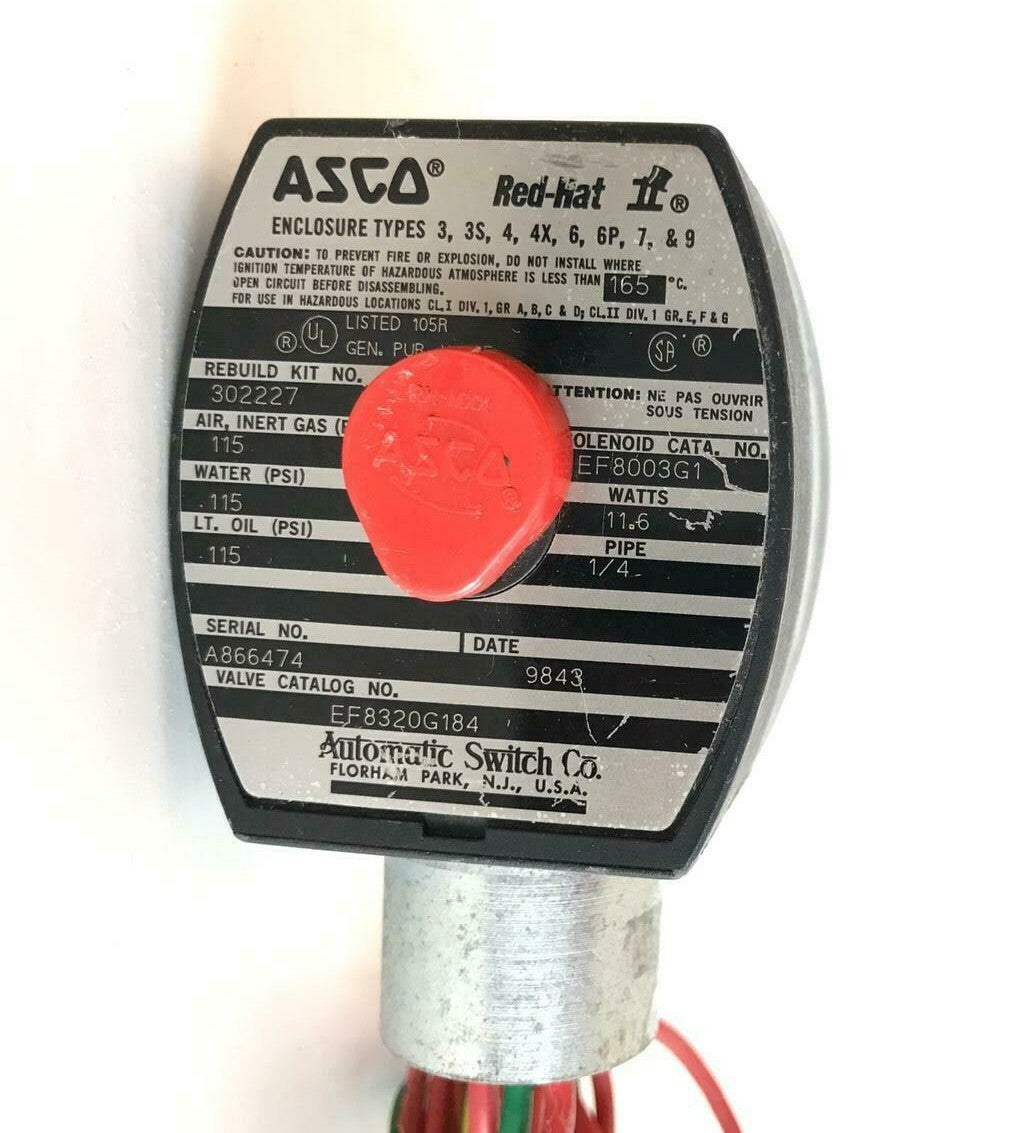 ASCO EF8320G184 EF8003G1 SOLENOID VALVE 1/4" PIPE 11.6W W/ MP-C-089 238714-004D