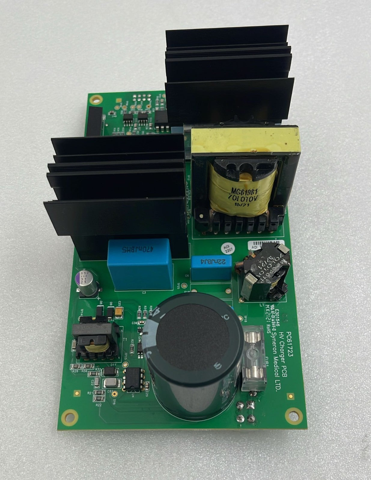 Syneron Candela HV charger board capacitor and transformer detail