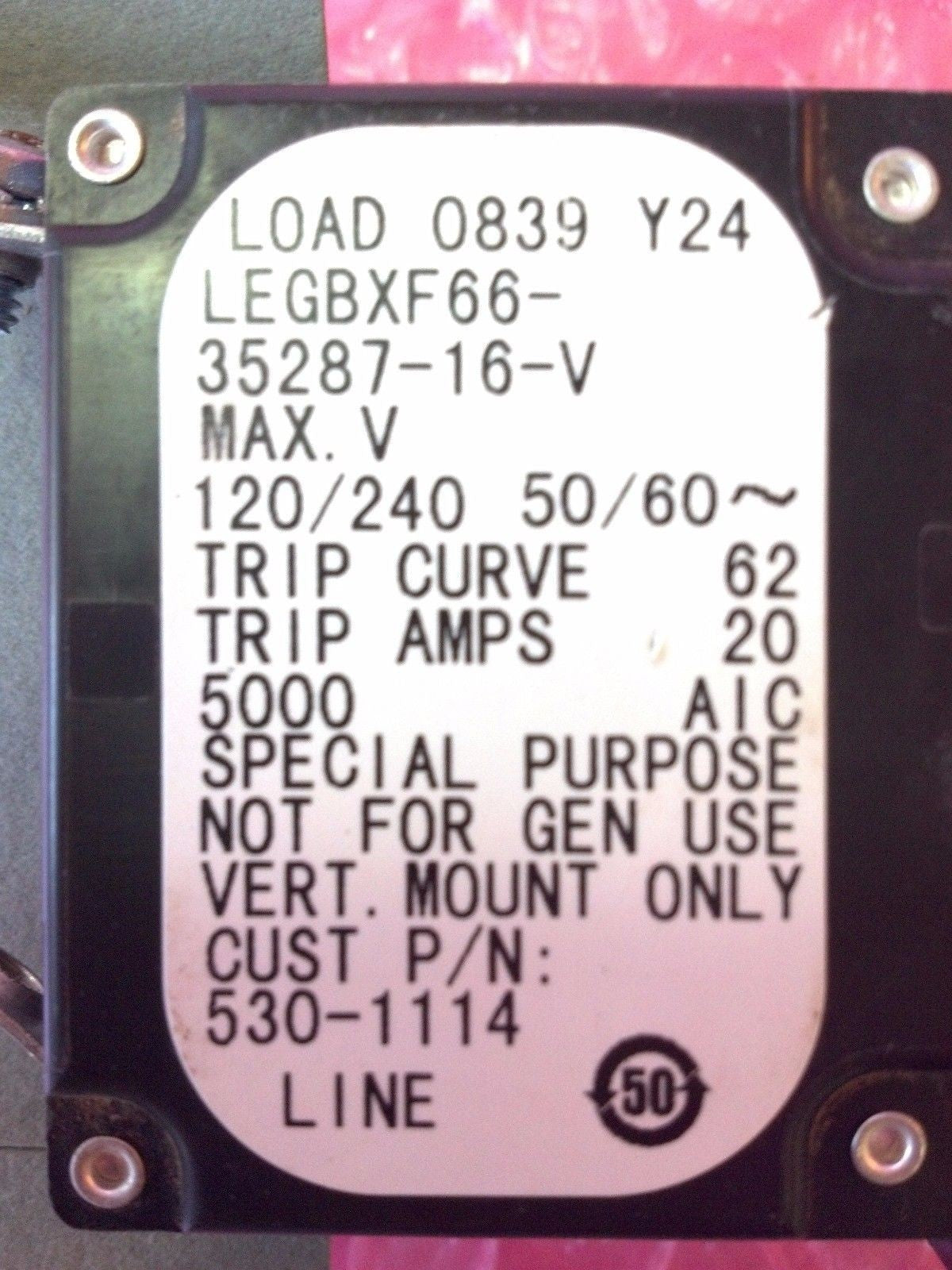 Airpax SP Circuit Breaker Legbxf66 35287 16 V 250 V Load 0838 Y 54 20 Lot Of 9