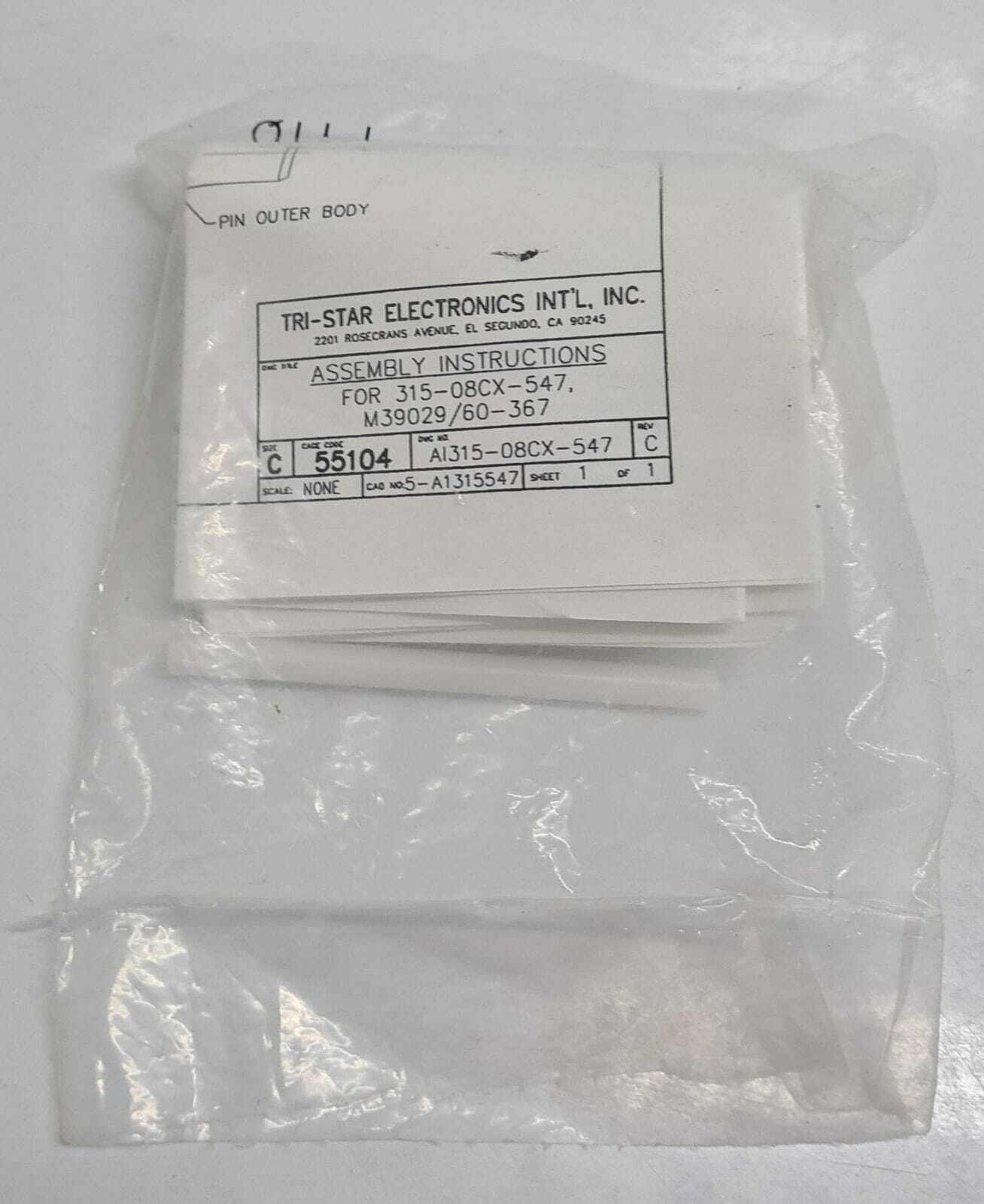 [LOT 4] NEW Sealed - TSEI Pin Socket 315-08CX-547  M39029/60-367