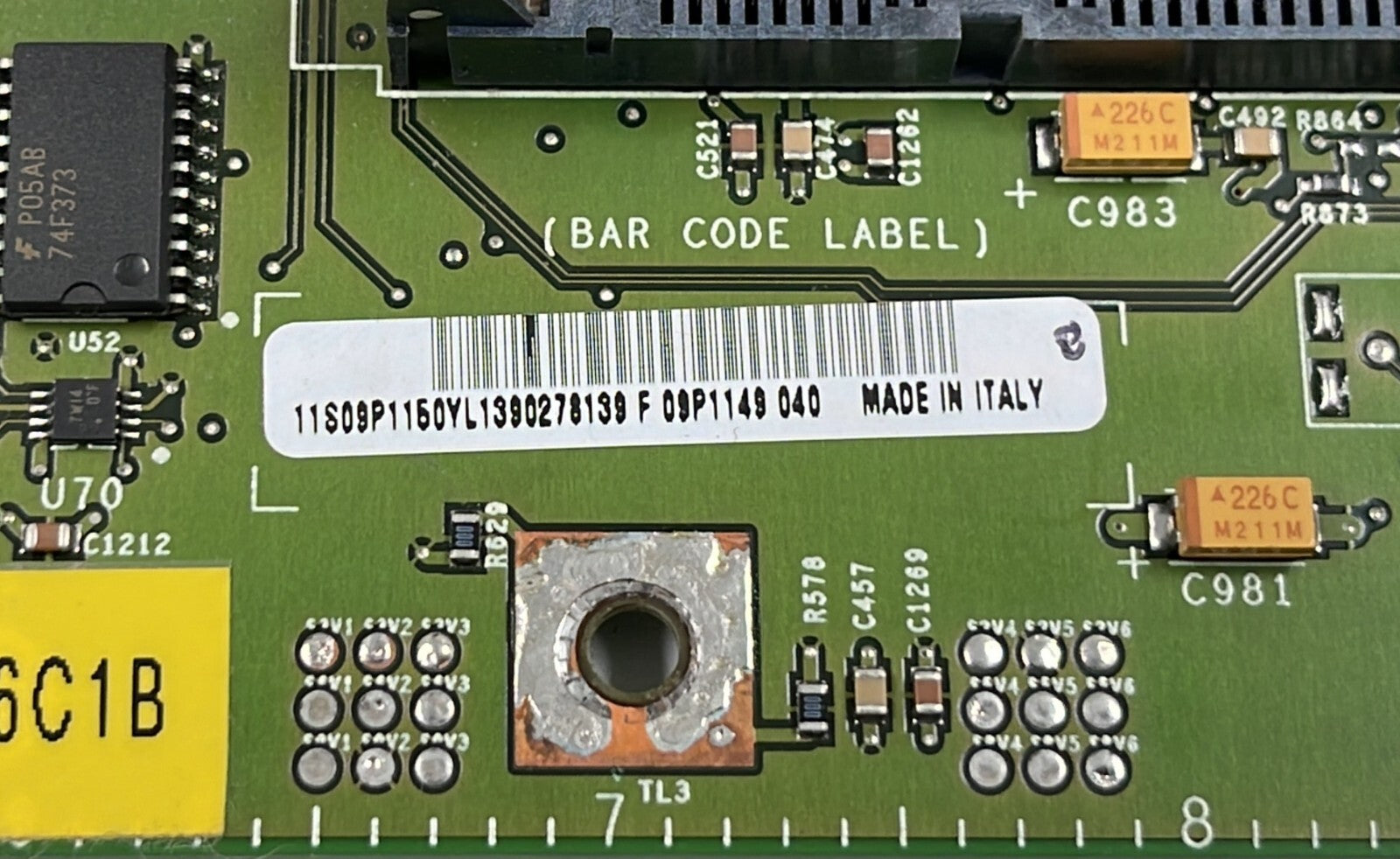 IBM PowerPC motherboard close-up of PCB and chipset