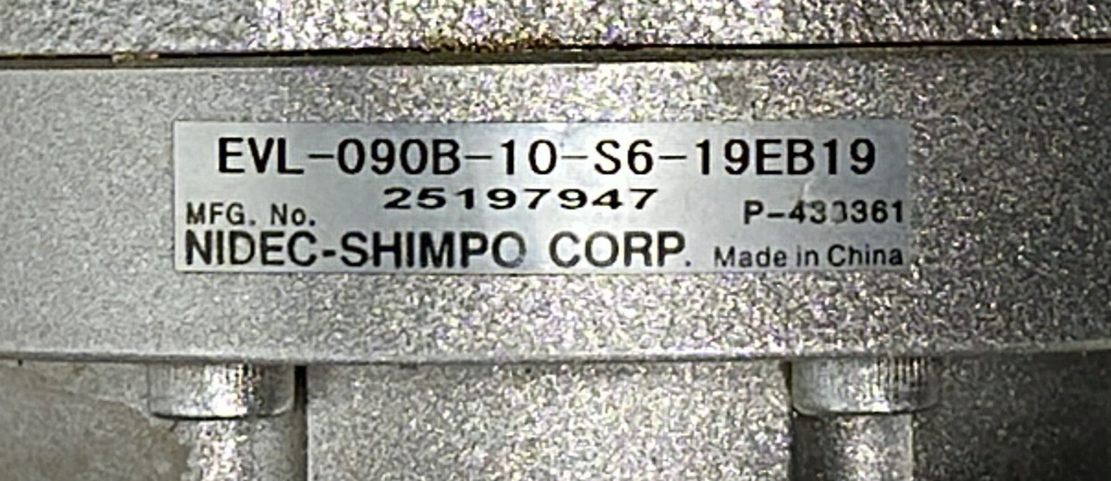 Nidec Servo Motor 095E3C600BBCAA100190-SNPP W/ EVL-090B-10-S6-19EB19