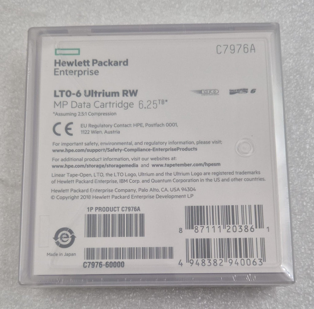 NEW SEALED - HPE C7976-60000 LTO-6 Ultrium 6.25TB MP RW Data Tape [5 PCS C7976A]
