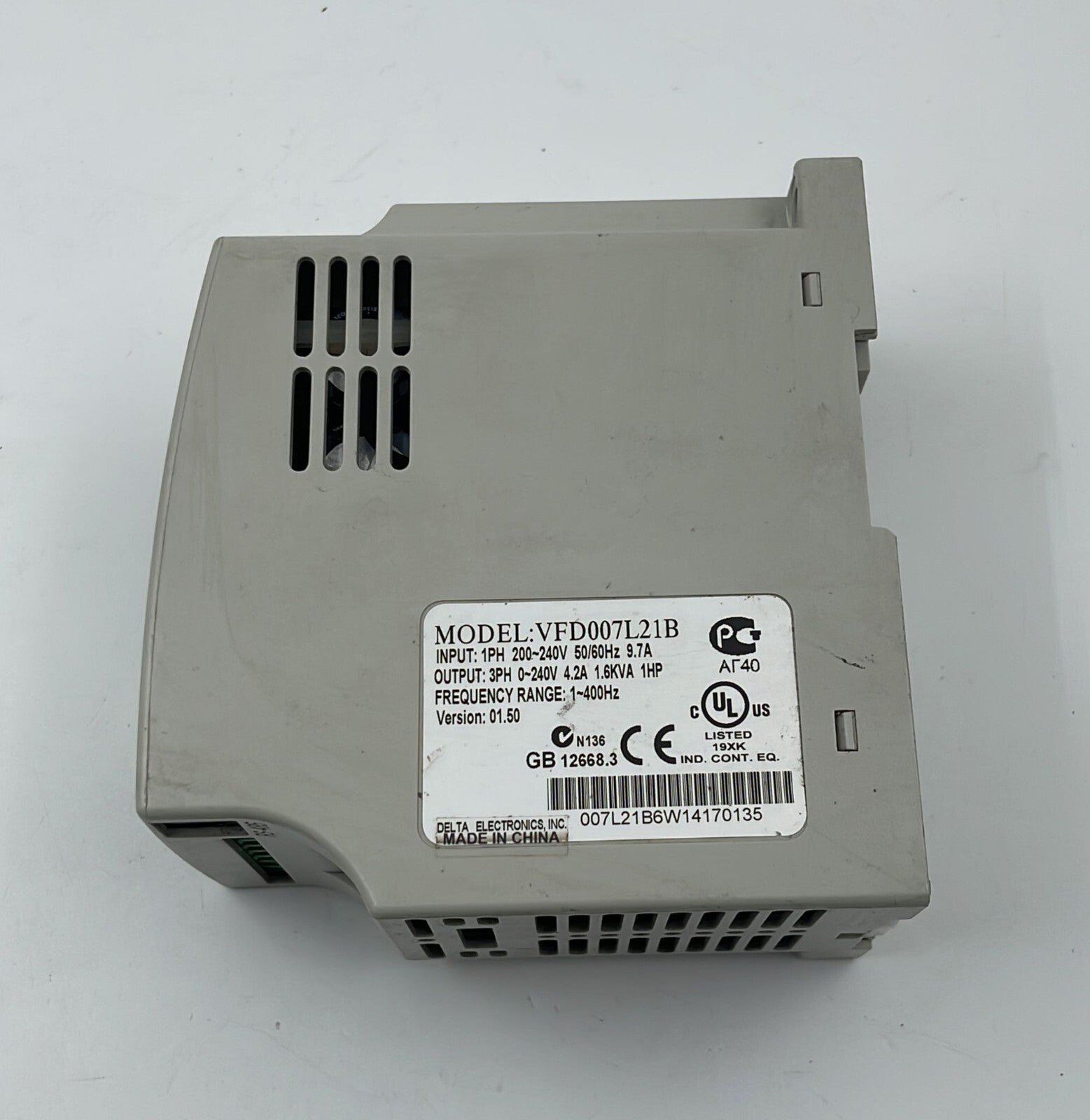 [LOT 3 PCS] DELTA VFD-L 0.75kW 230V 1-PHASE VFD007L21B AC Drive **AS-IS**