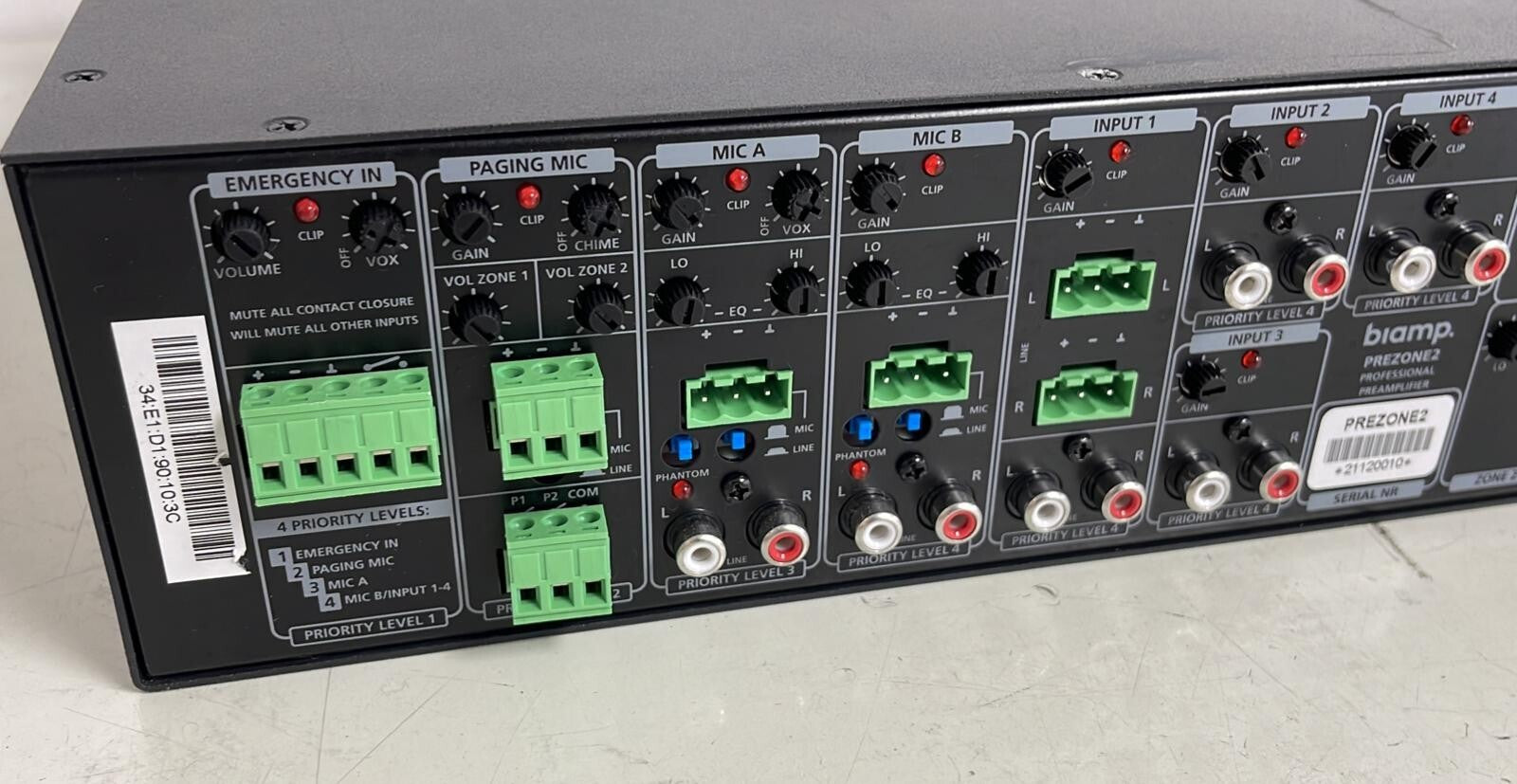 Biamp Prezone 2 Professional Audio Preamplifiers Stereo source zones