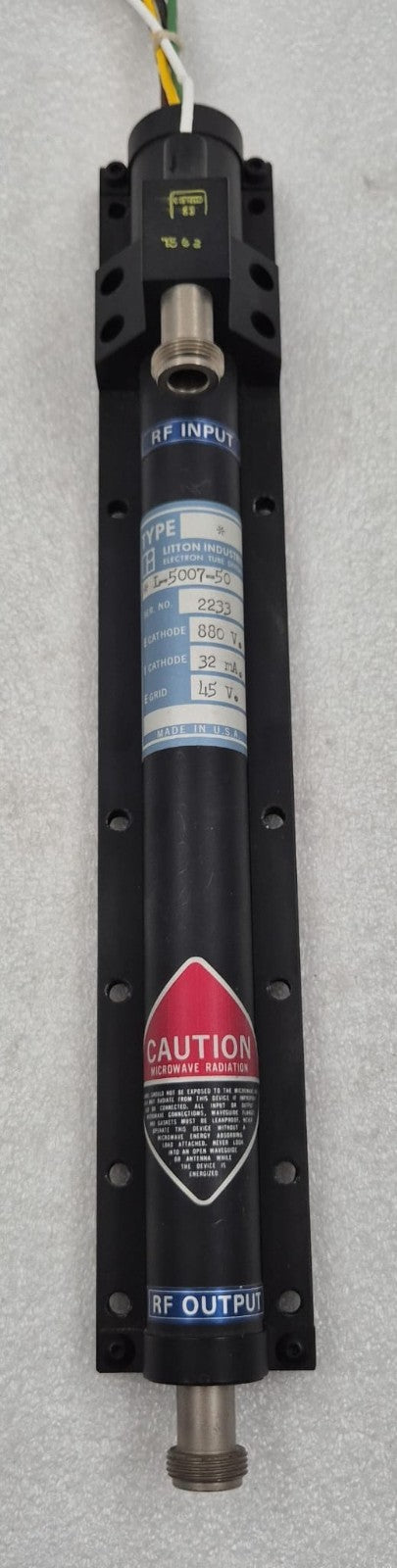 LITTON ELECTRON TUBE L-5007-50 CATHODE 880V 32mA GRID 45V