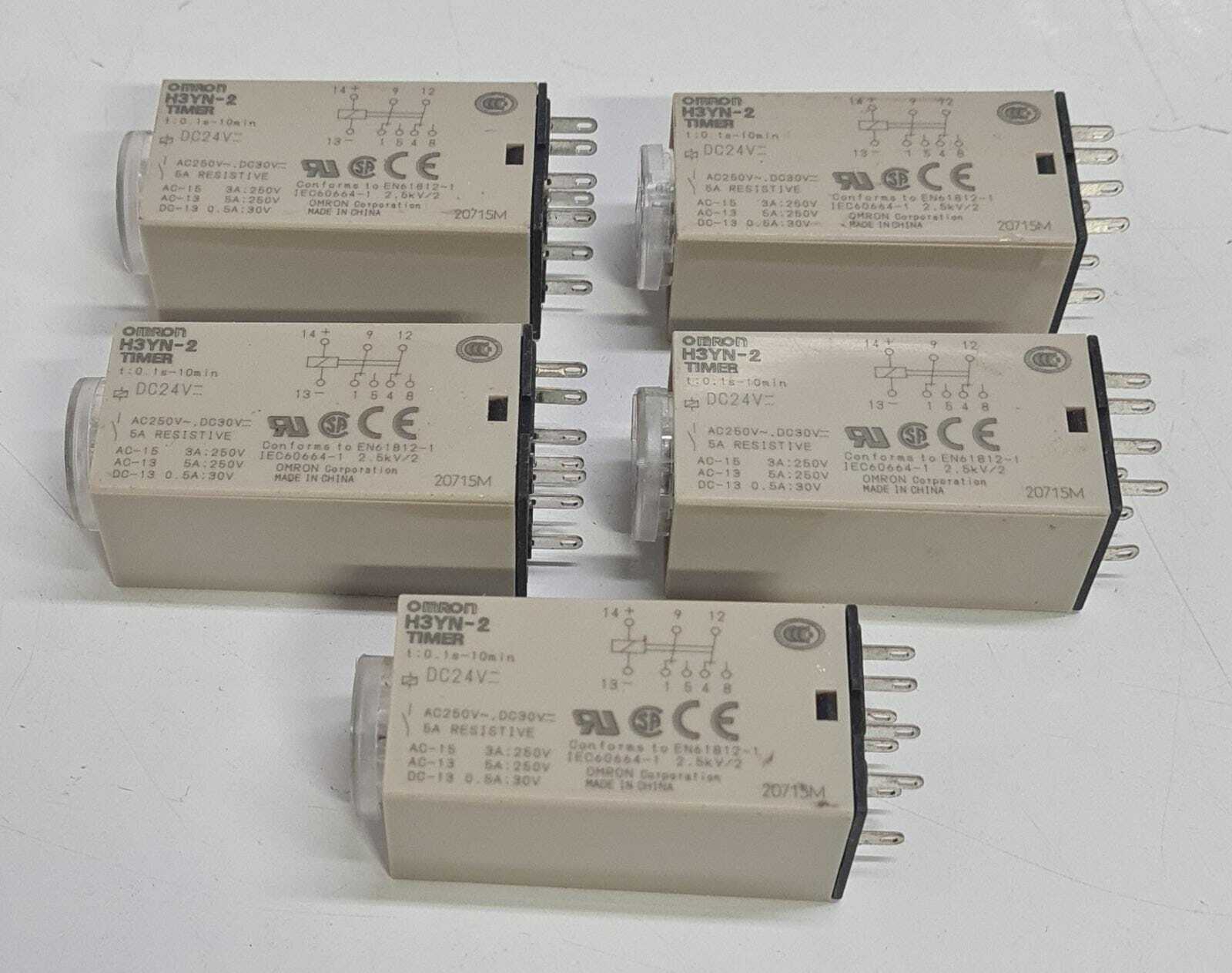[LOT OF 5] OMRON H3YN-2 4547648117968 GB14048 Timer Relay 24 vdc