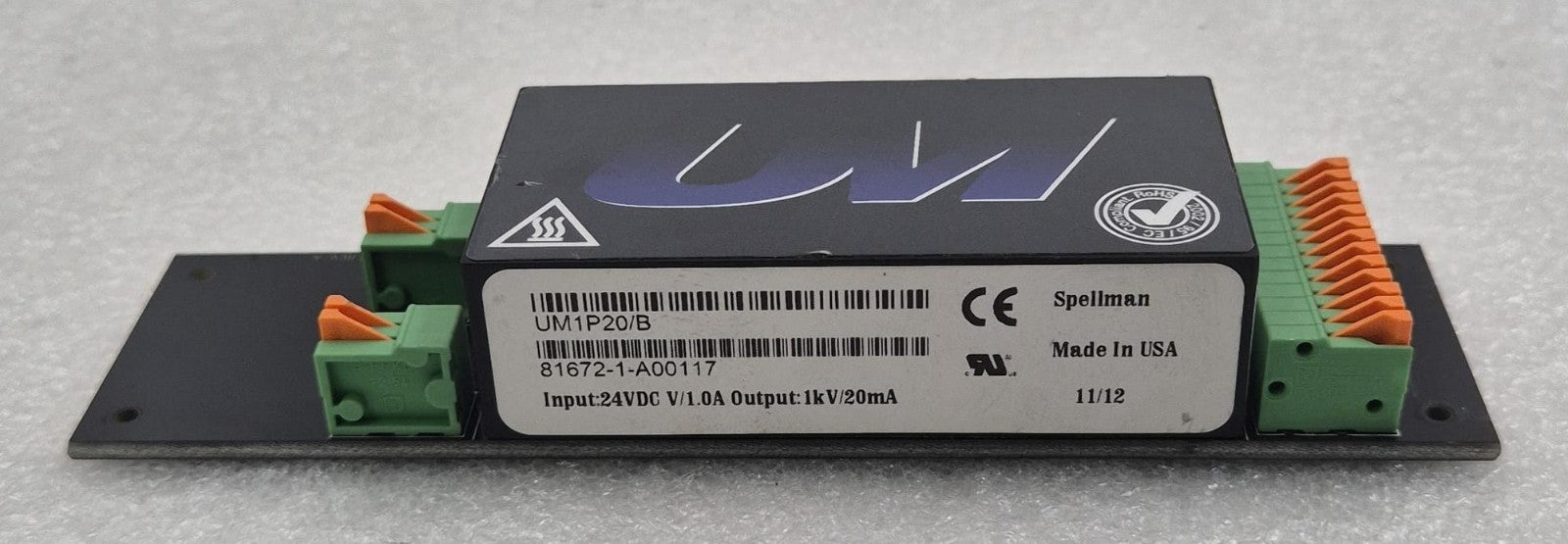 Spellman UM UM1P20/B 24VDC HIGH POWER VOLTAGE MODULE