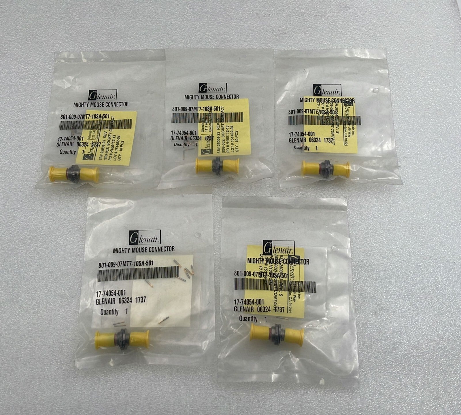 [LOT 5 PCS] Glenair 801-009-07MT7-10SA-501 Mighty Mouse Connector