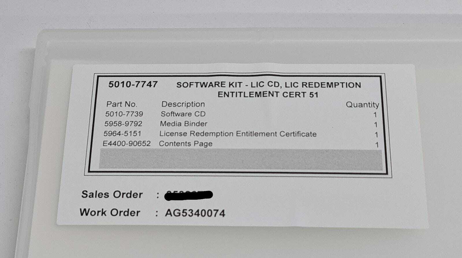 NEW - KEYSIGHT Technologies 5010-7747 SOFTWARE KIT W/ SW CD 5010-7739