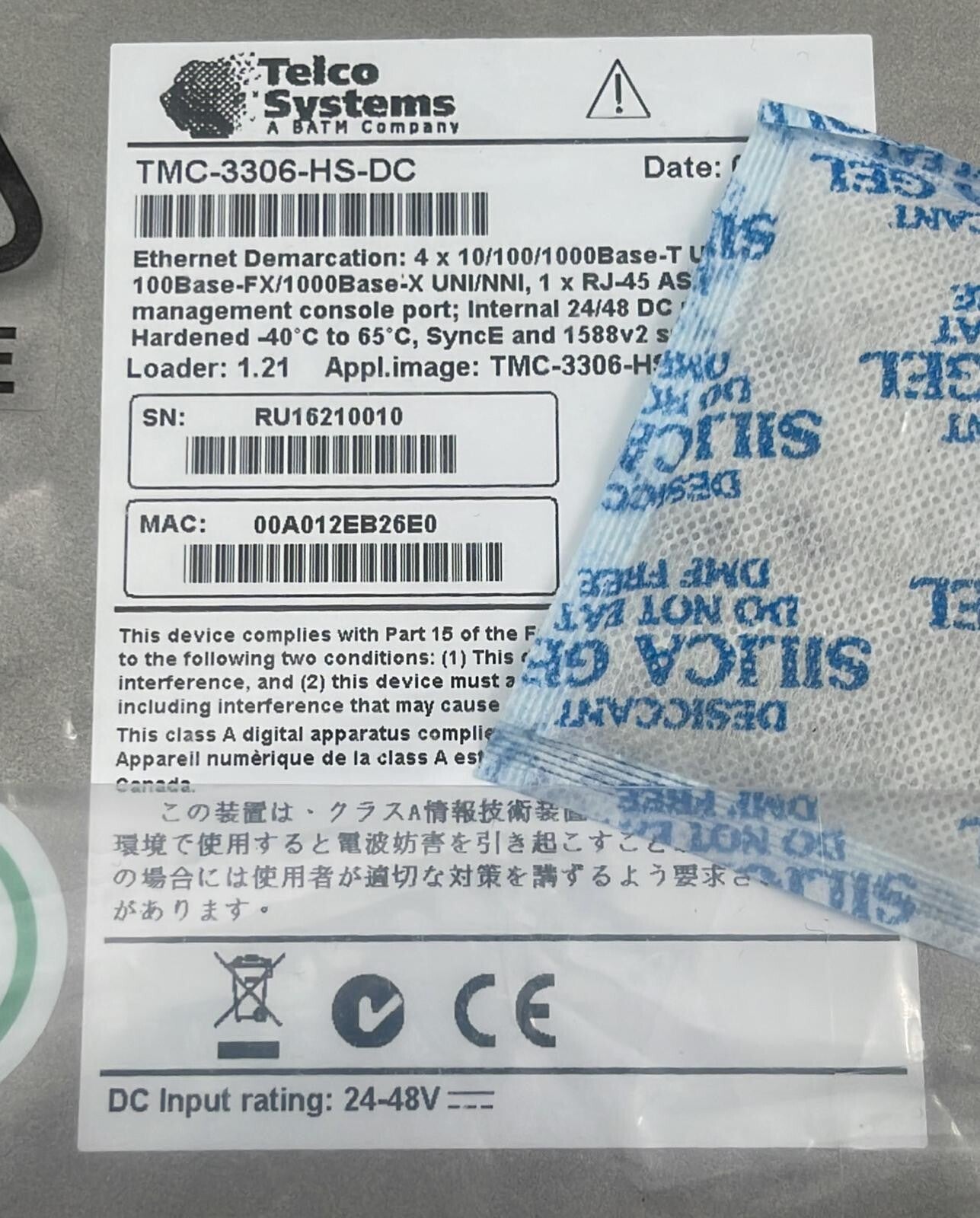 Telco TMC-3306 Ethernet Demarction 8 Port