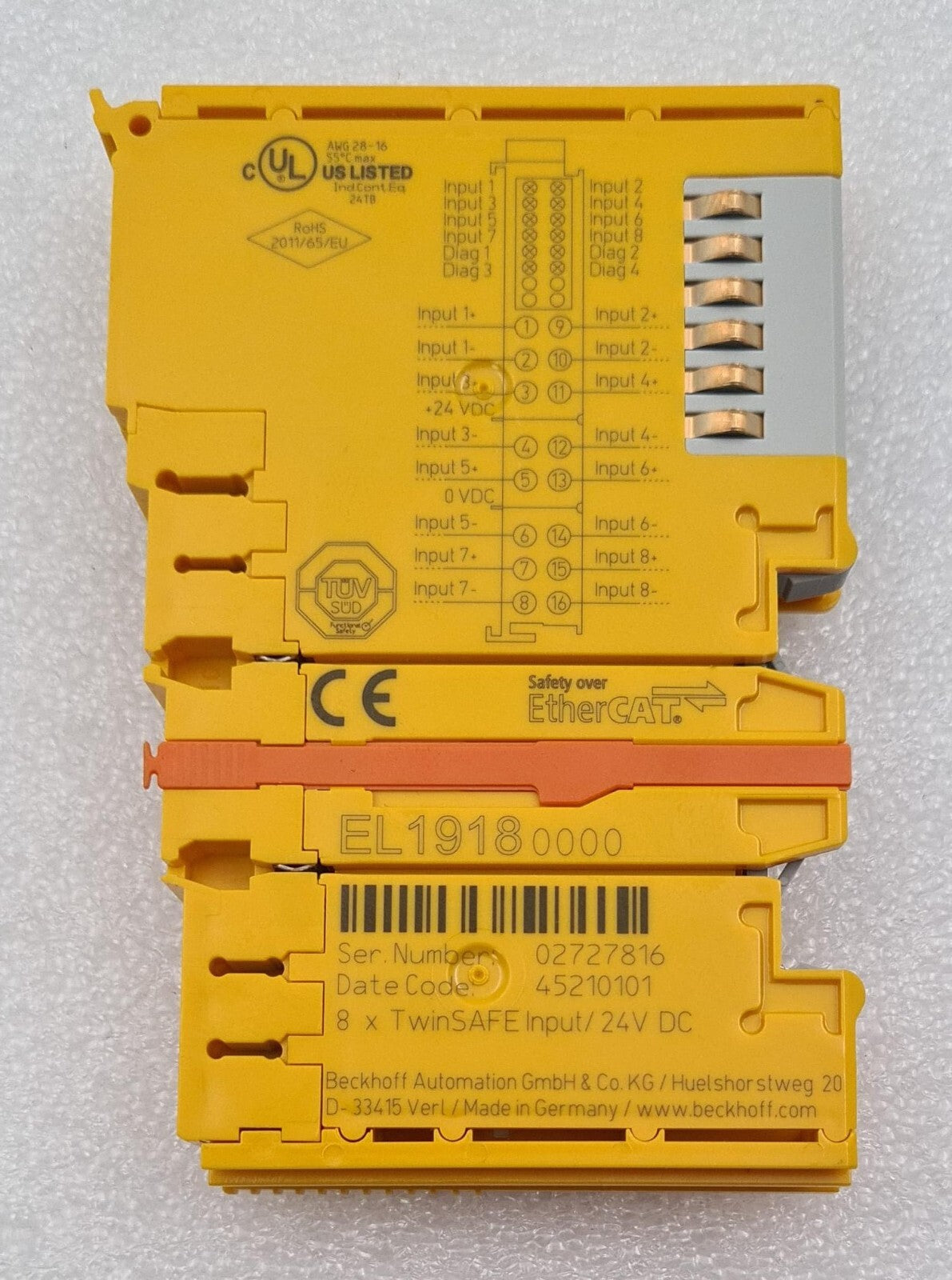 BECKHOFF EL1918 EtherCAT Terminal 8-Channel Digital Input Module