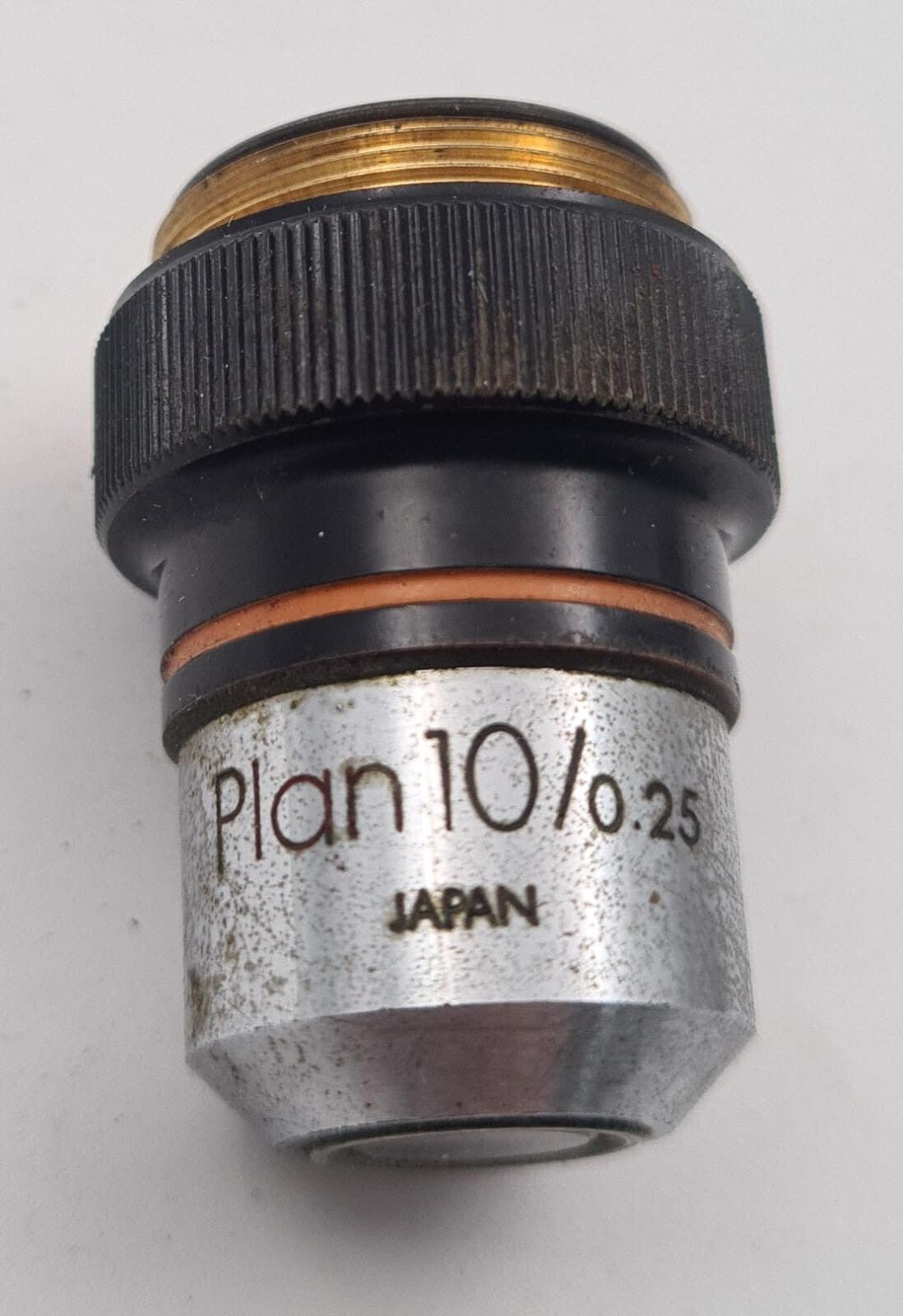 Olympus HI PLAN 4x 0.10 NA microscope objective lens detail