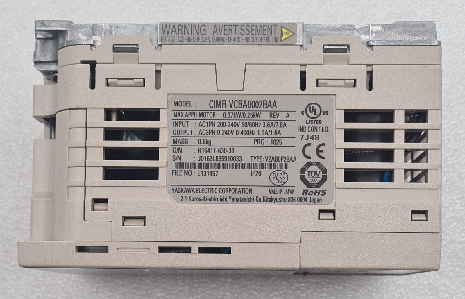 YASKAWA V1000 Frequency Inverter CIMR-VCBA0002BAA VZAB0P2BAA 0.37 / 0.25kW 200V