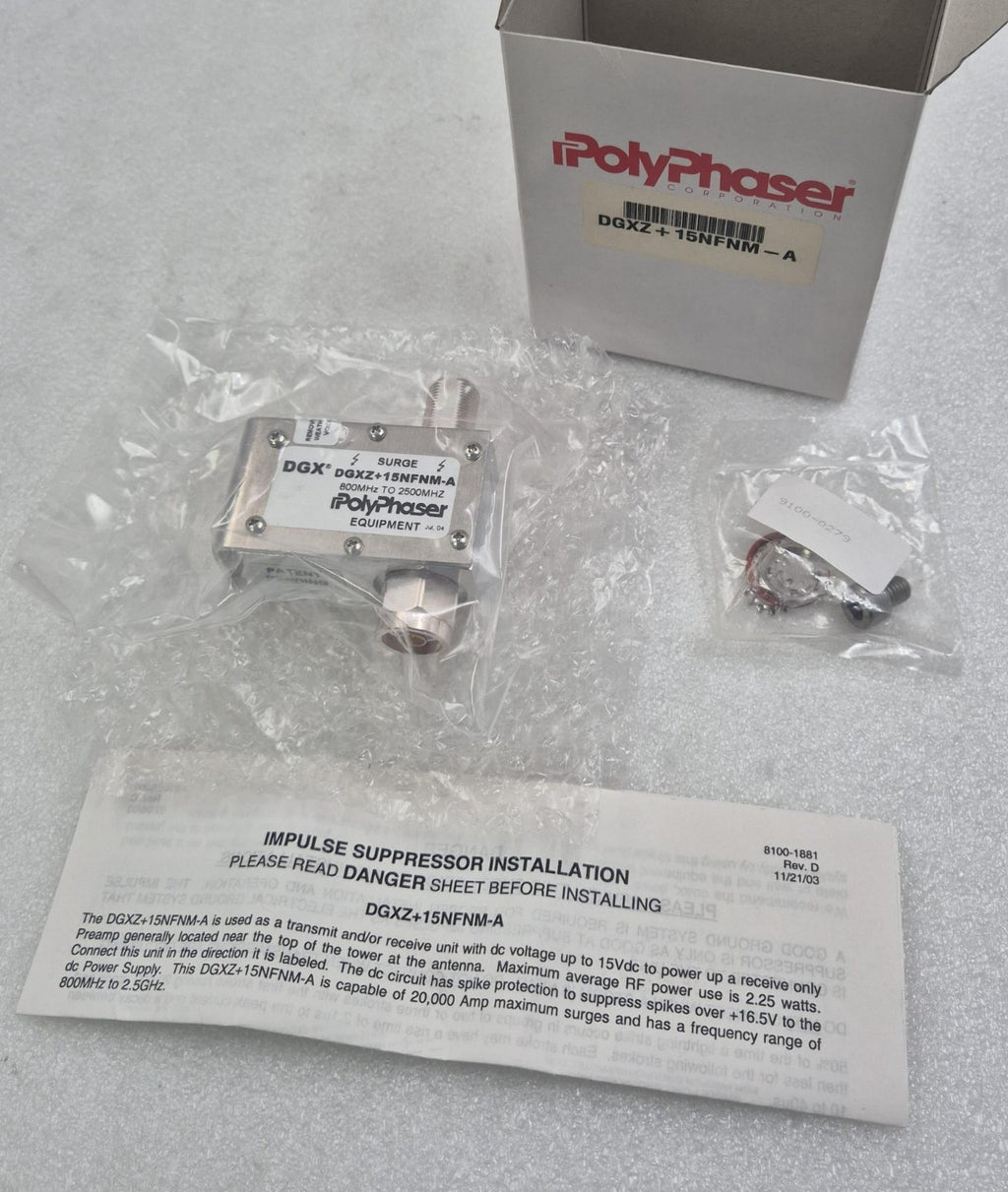 NEW - PolyPhaser DGXZ+15NFNM-A 800MHZ to 2500MHZ Surge Protector Coaxial