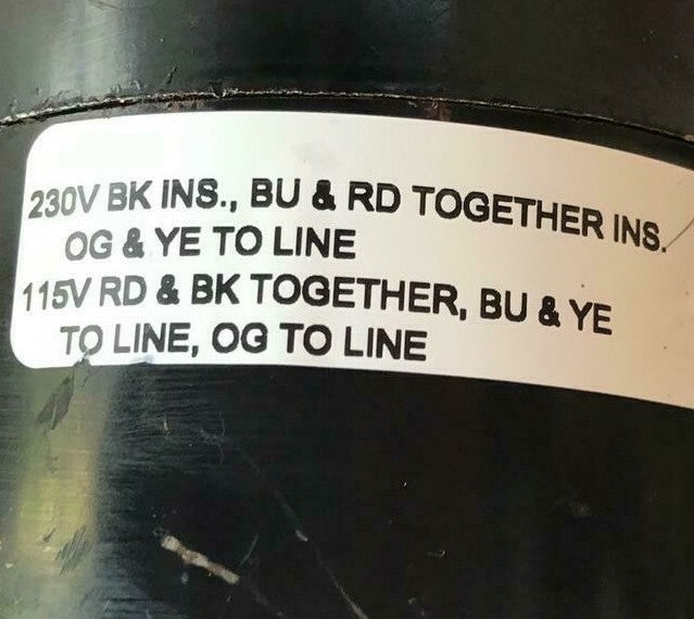 115V BK INC BU&RD Powerful INS OG & YE TO LINE 115V 3,000Rpm Centrifugal Blower