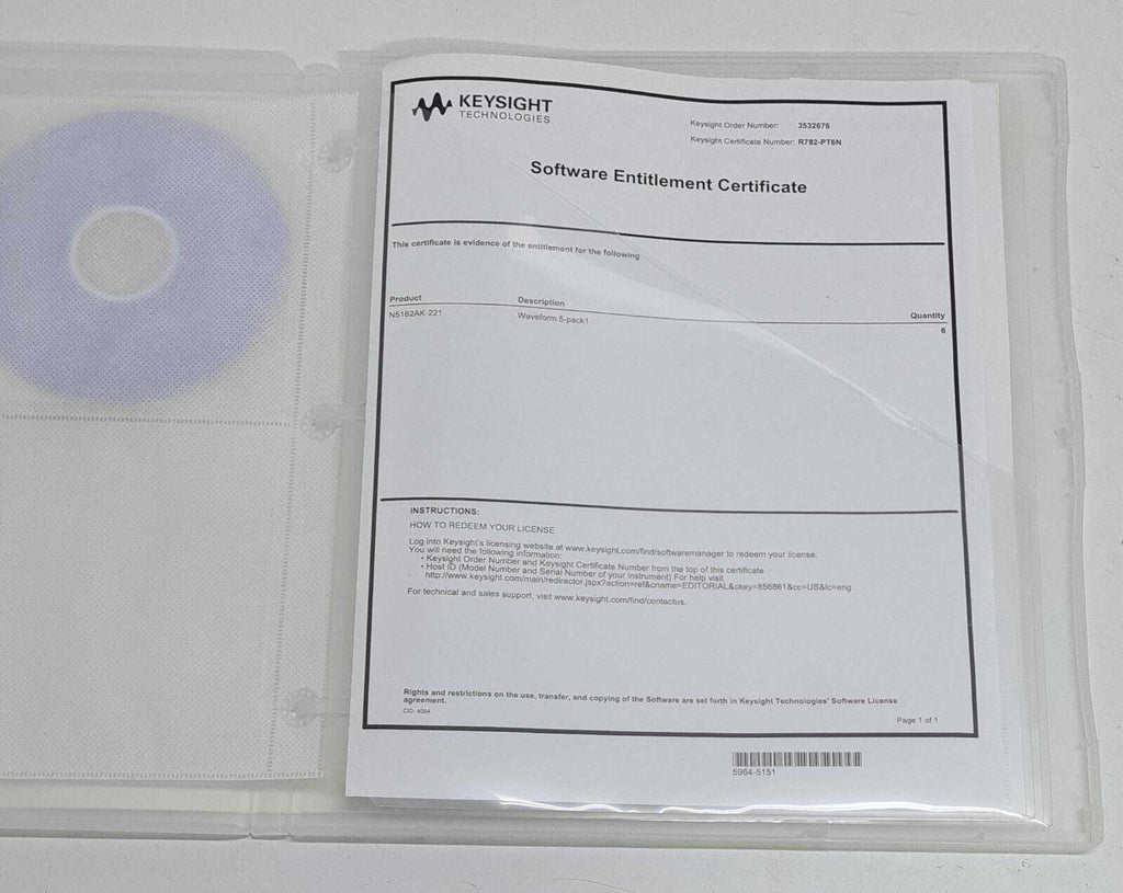 NEW - KEYSIGHT Technologies 5010-7747 SOFTWARE KIT W/ SW CD 5010-7739