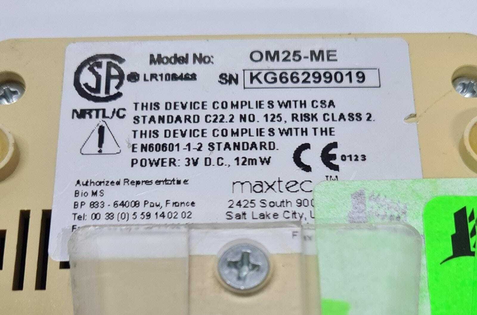 Maxtec MaxO2 OM25-ME Oxygen Monitor Analyzer - FOR PARTS