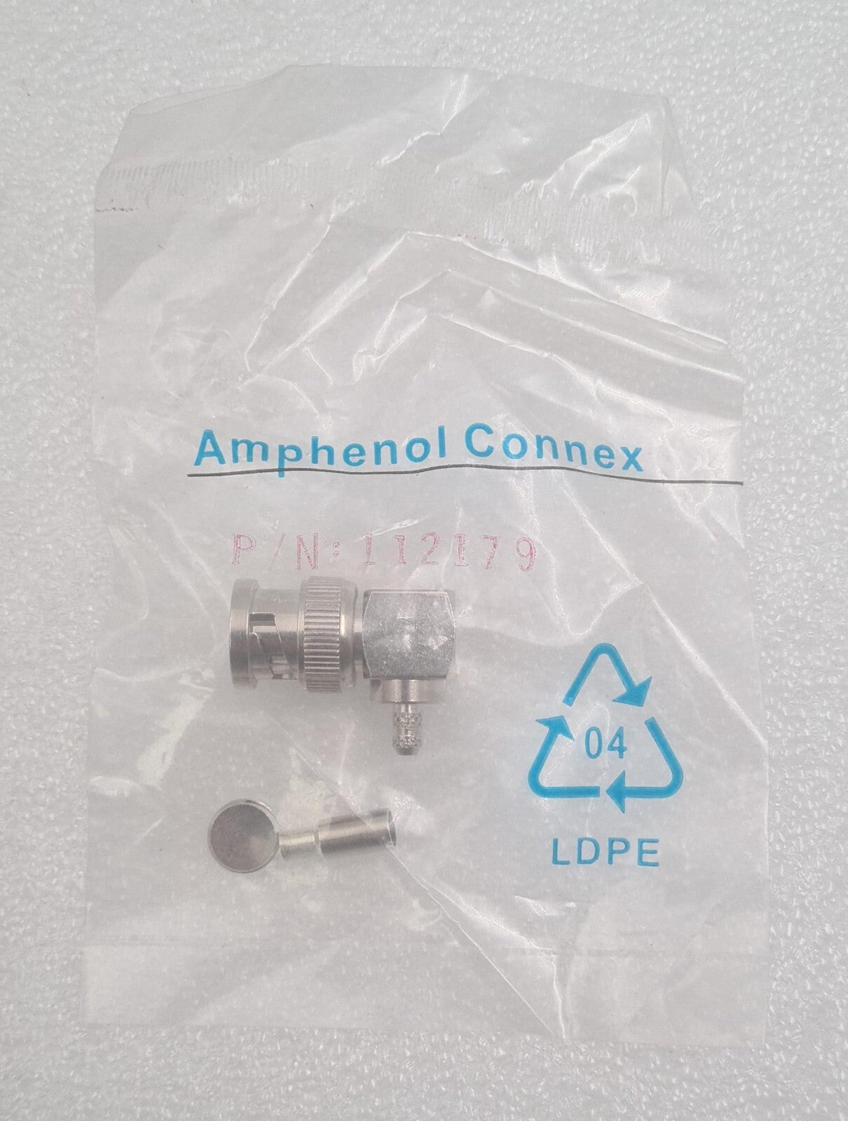 [LOT 28 PCS] NEW SEALED- Amphenol Connex 112179 RF Connector BNC PLUG R/A 75 OHM