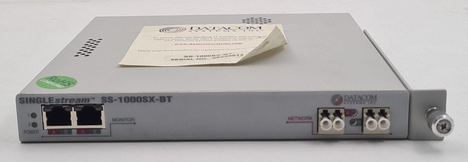 DATACOM SINGLE Stream SS-1000SX-BT TAP SPLITTER 10MB LAN, 100MB LAN, GigE